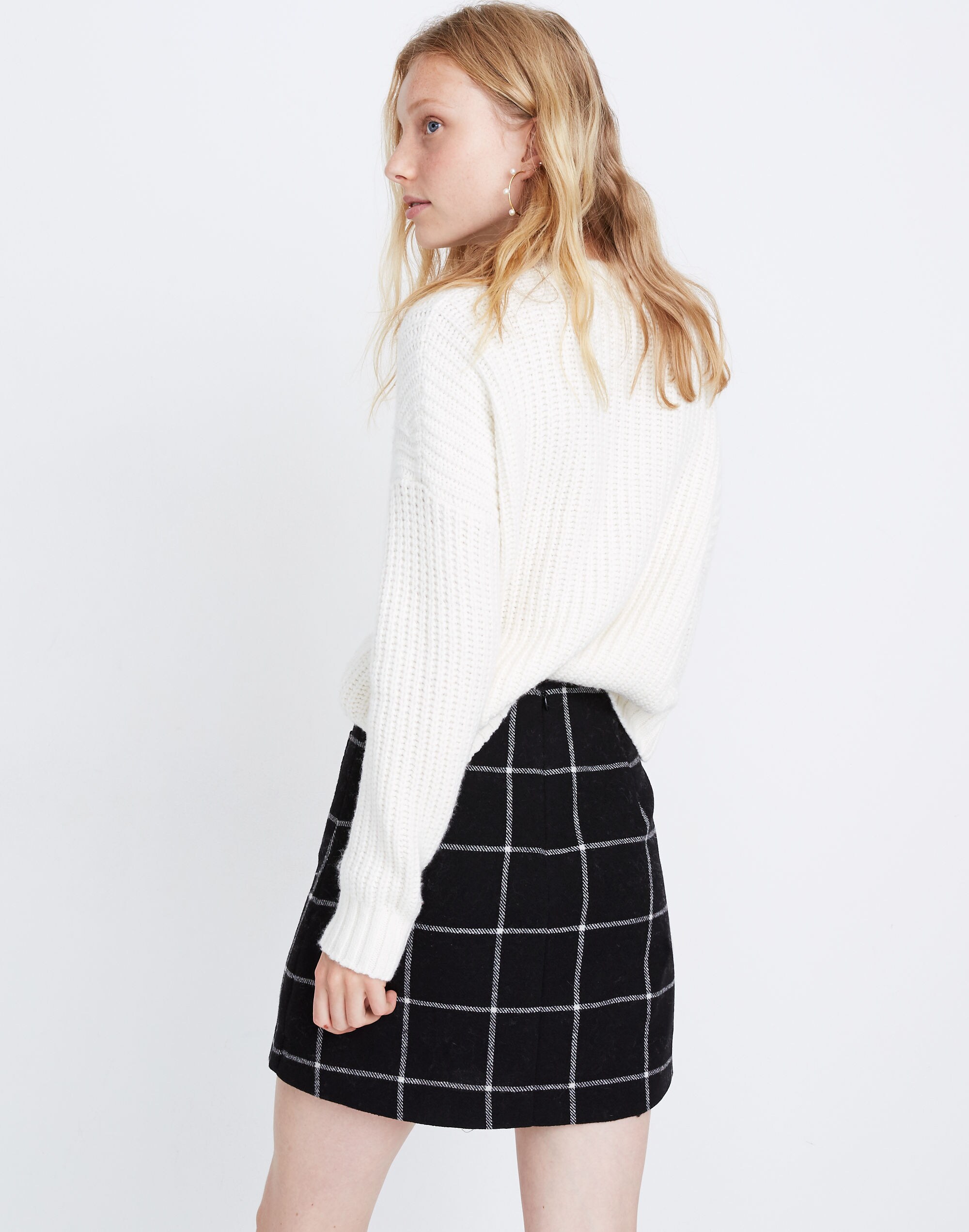Museum Patch-Pocket Mini Skirt in Windowpane
