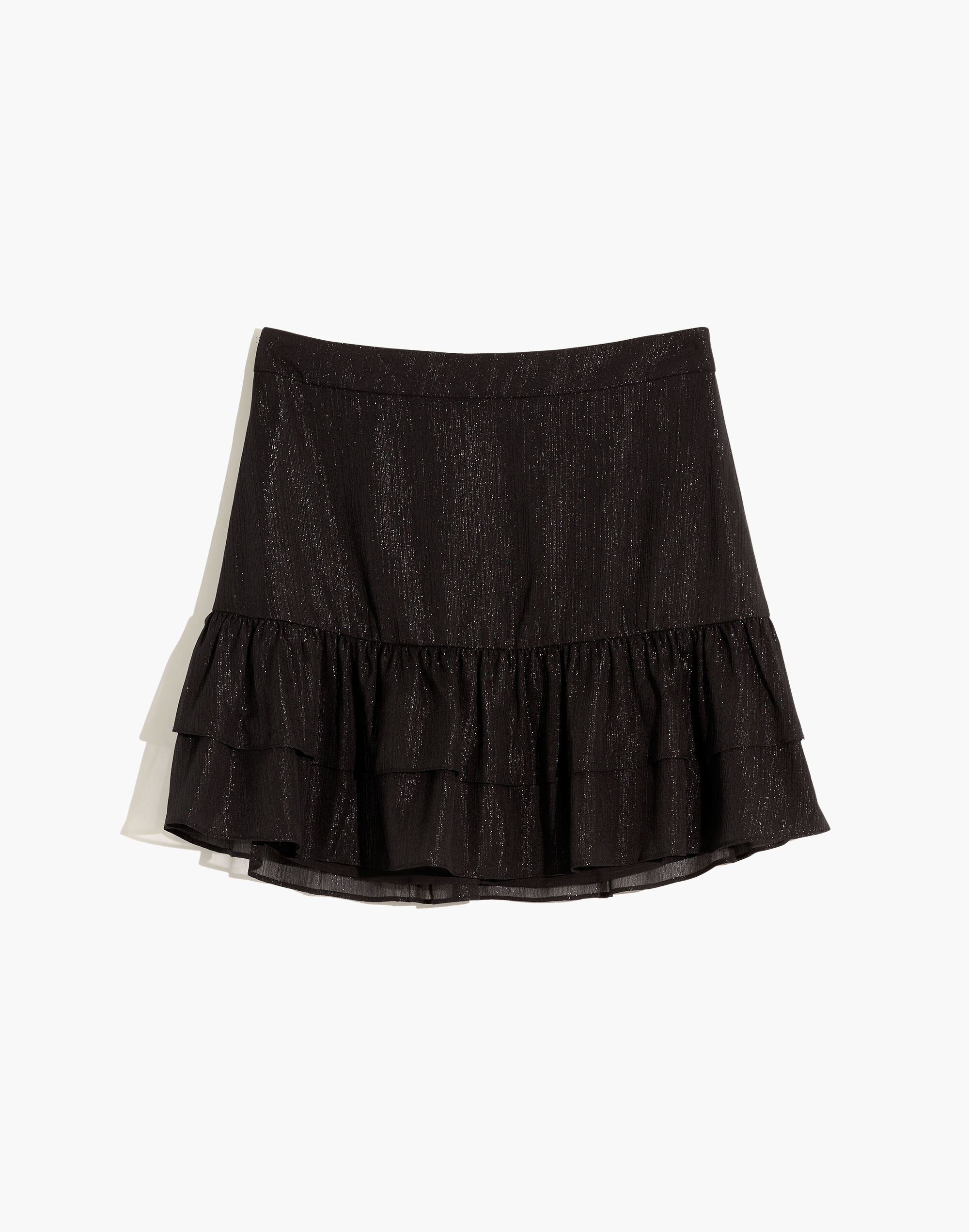 Shimmer Ruffle-Hem Mini Skirt