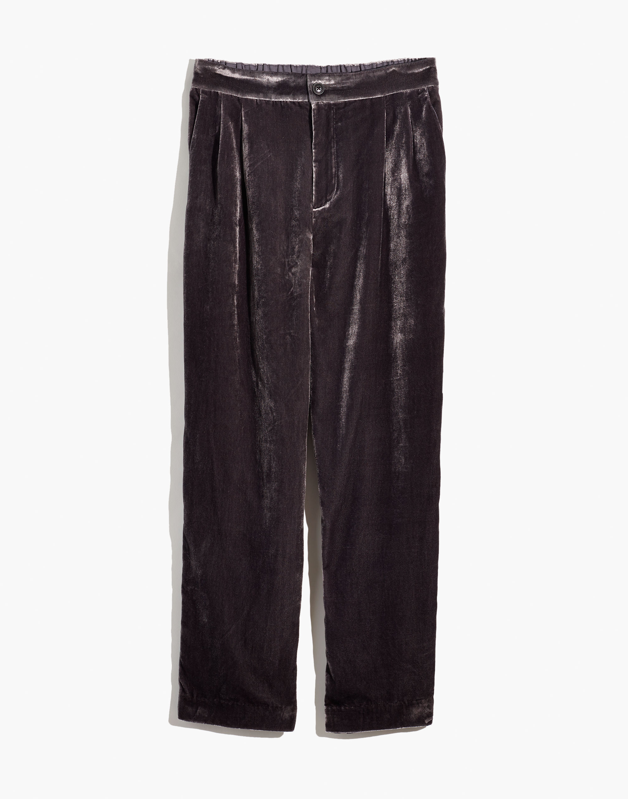 Velvet Tapered Pleat Pull-On Pants