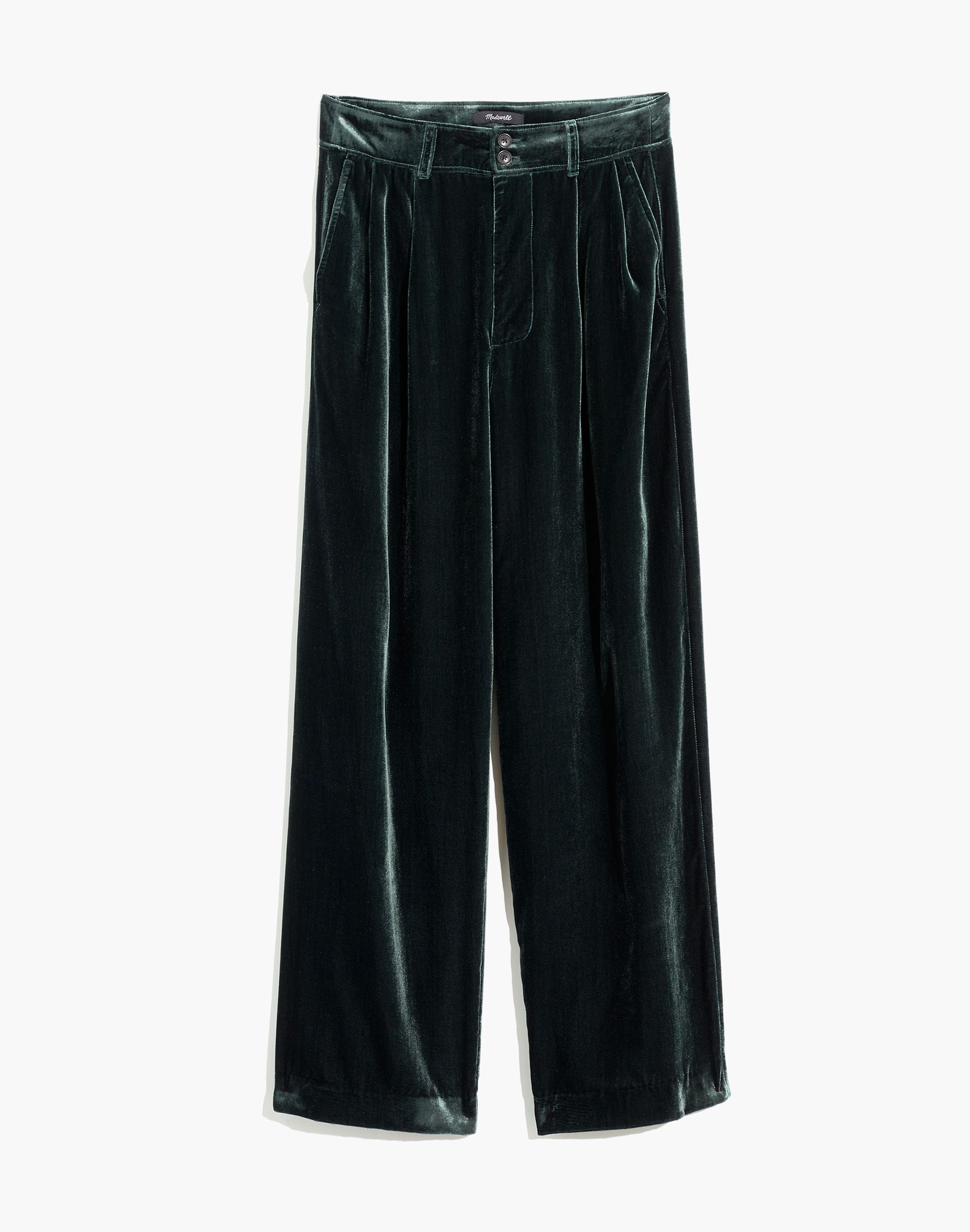 Pleated Wide-Leg Full-Length Pants in Velvet