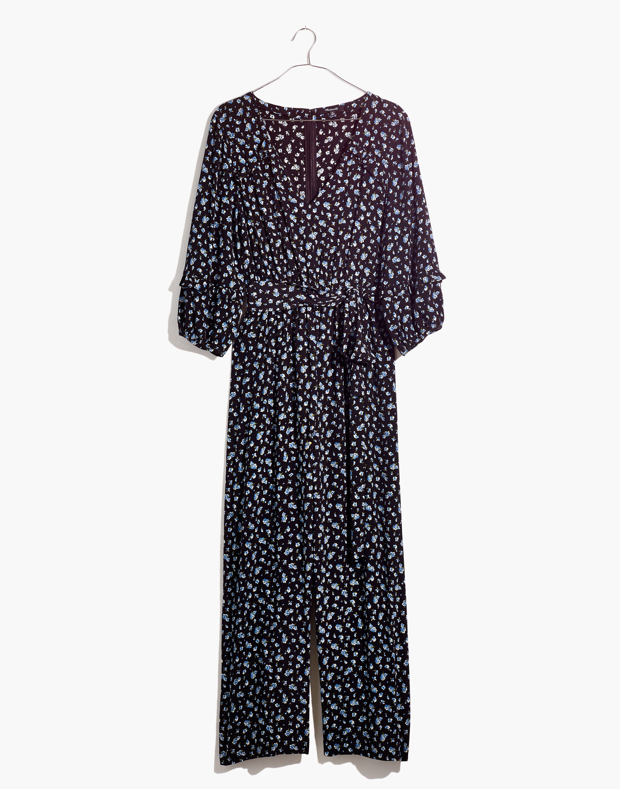 Ruffle-Sleeve Tie-Waist Jumpsuit in Baby's Breath