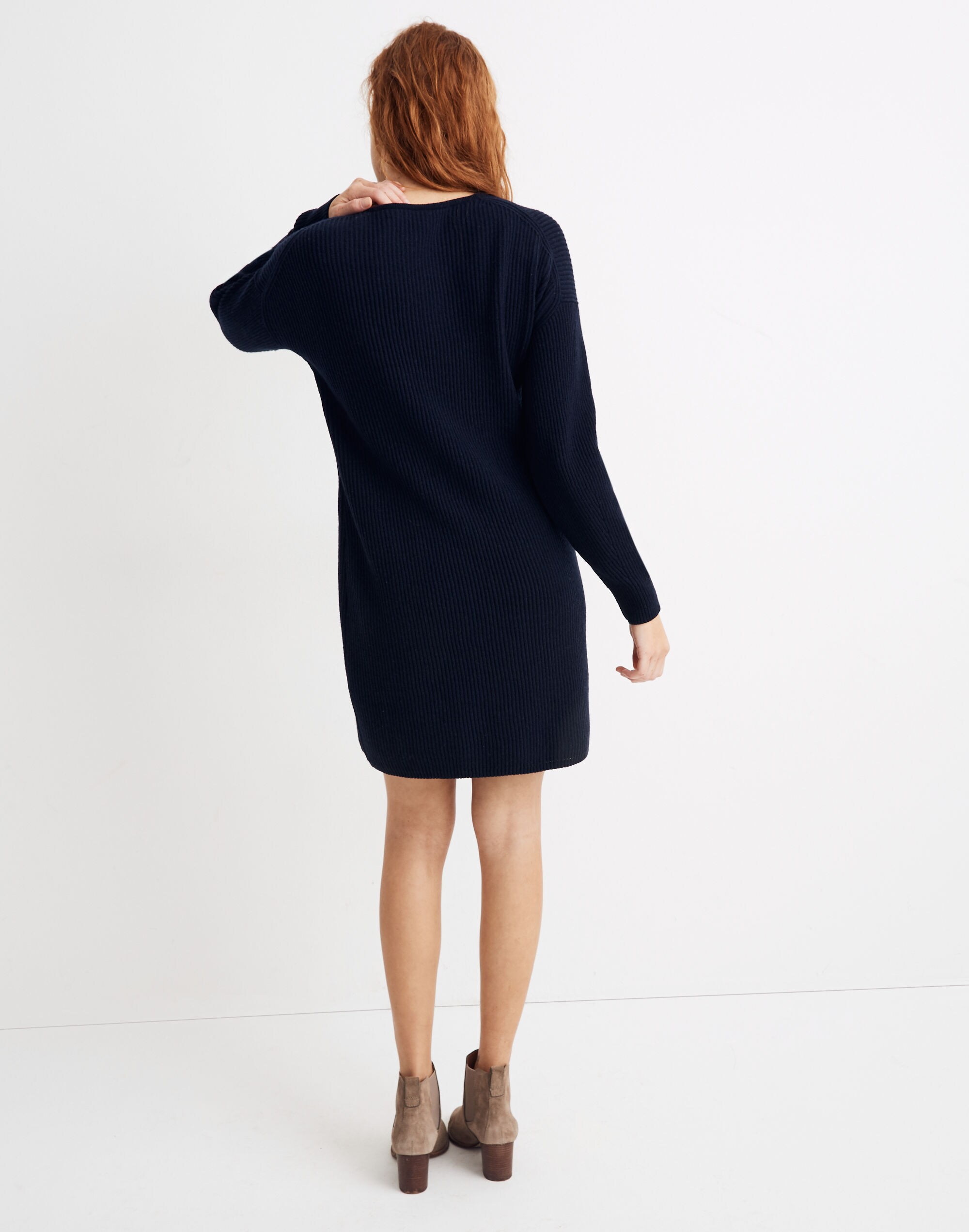 Relaxed V-Neck Sweater Dress