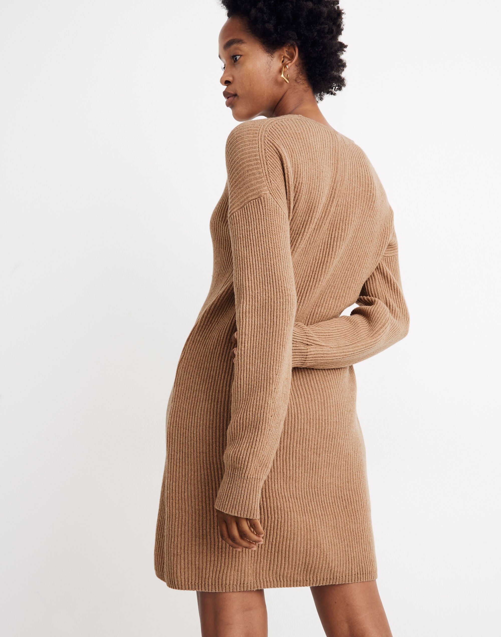 Relaxed V-Neck Sweater Dress