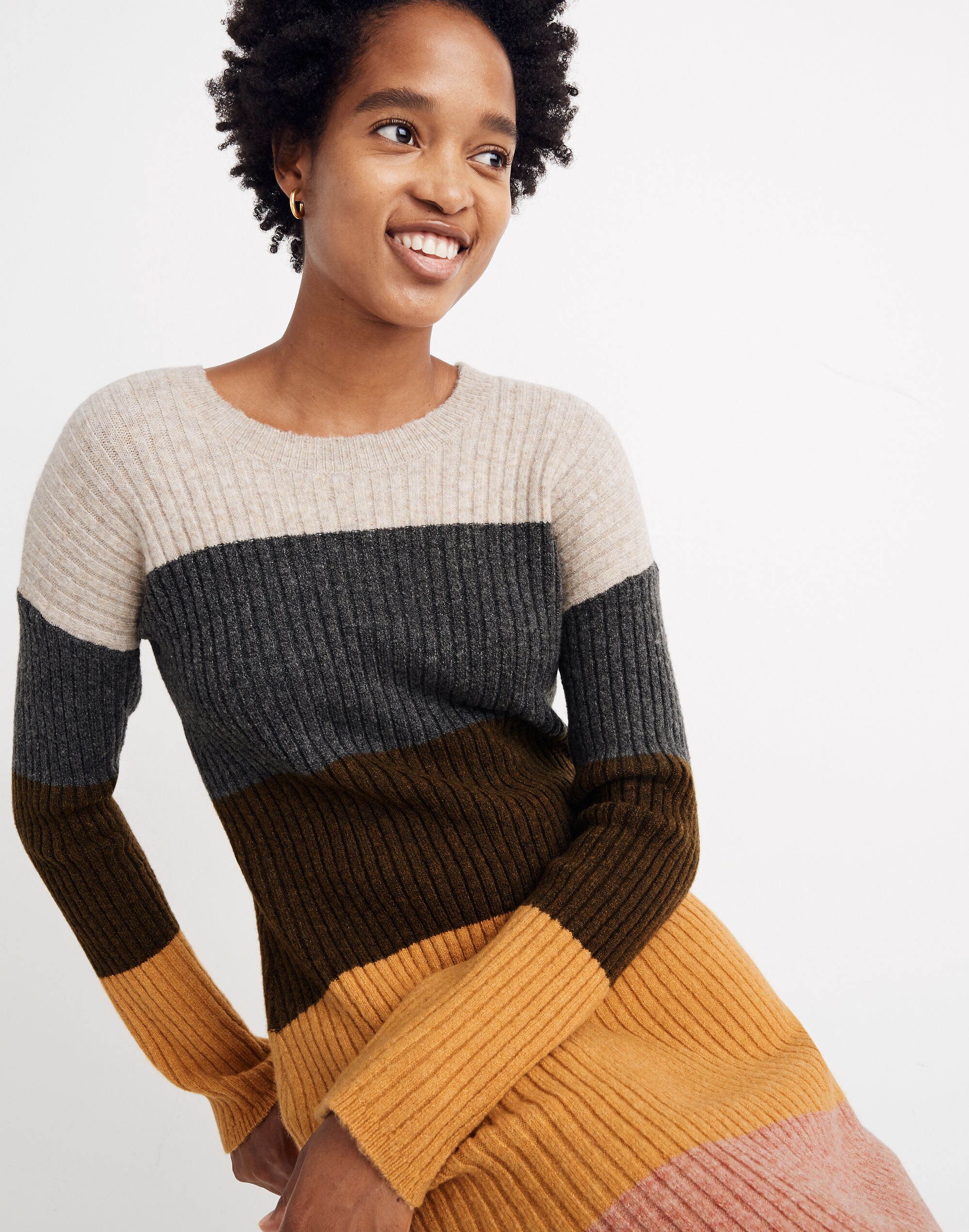 Colorblock Midi Sweater Dress in Coziest Yarn