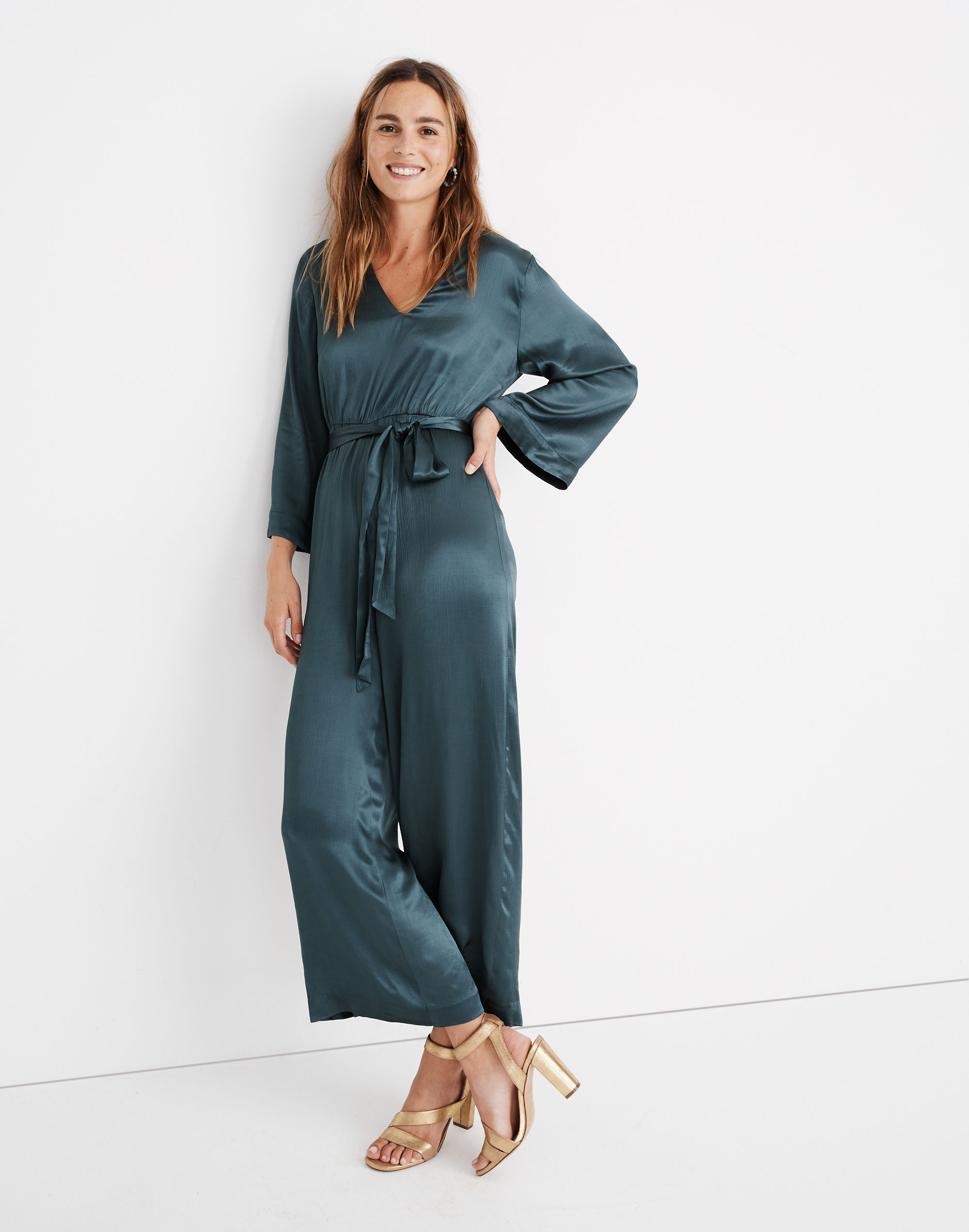 Satin V-Neck Jumpsuit