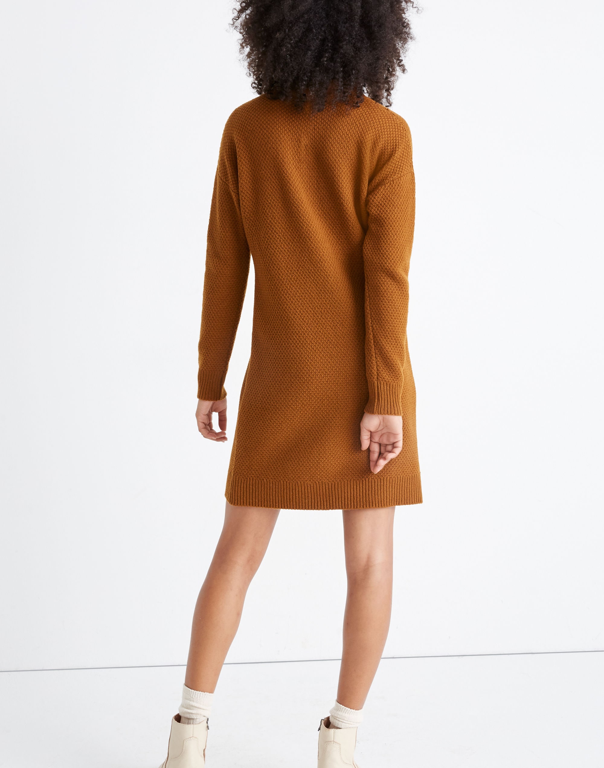 Foldover Turtleneck Sweater Dress