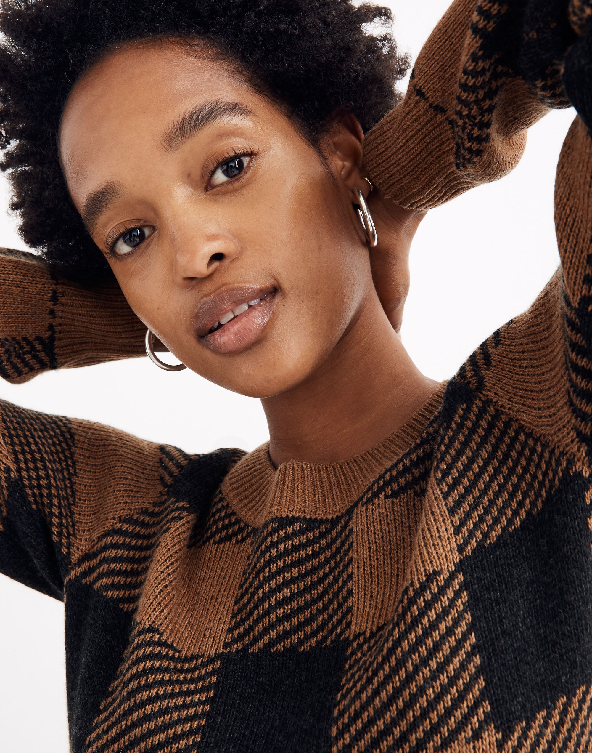 Crewneck Sweater Dress in Buffalo Check