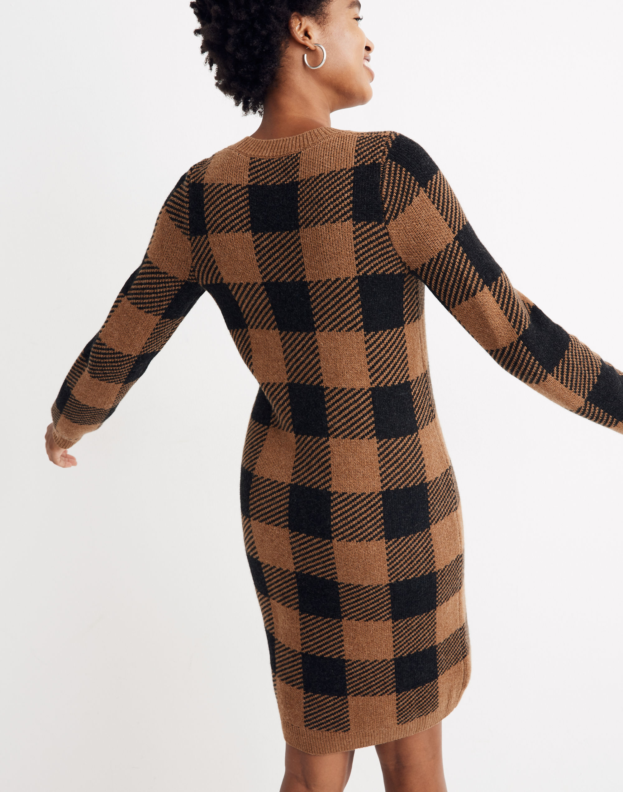 Crewneck Sweater Dress in Buffalo Check
