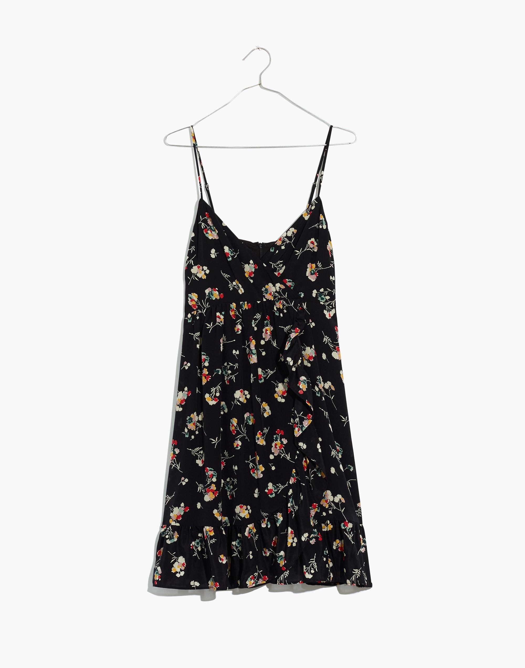 Silk Cami Crossover Dress in Carnation Toss