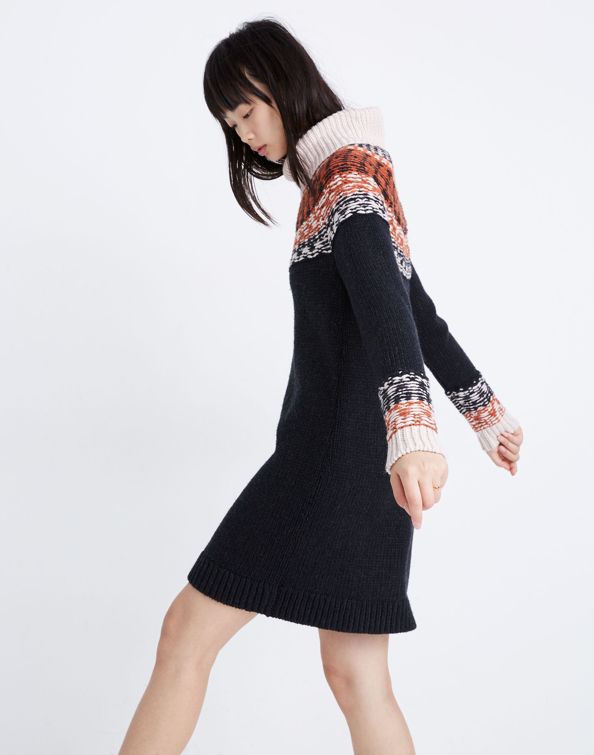 Fair Isle Turtleneck Sweater Dress