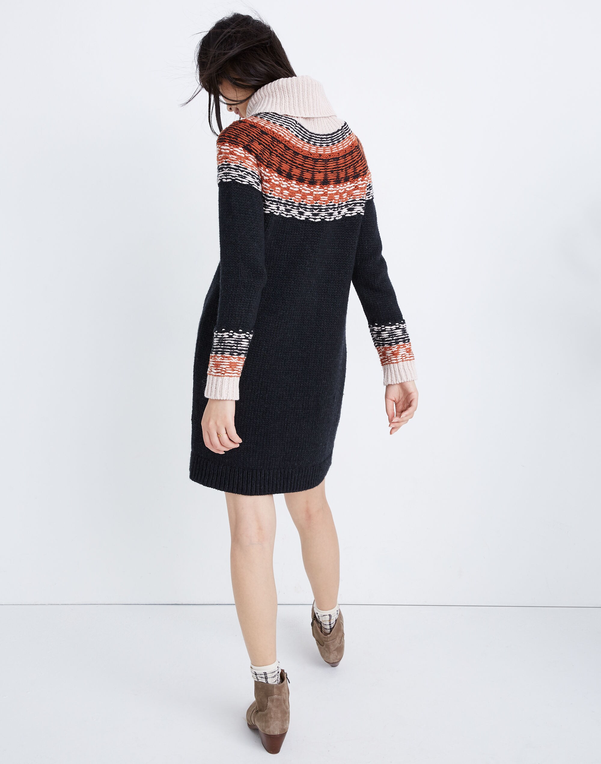 Fair Isle Turtleneck Sweater Dress