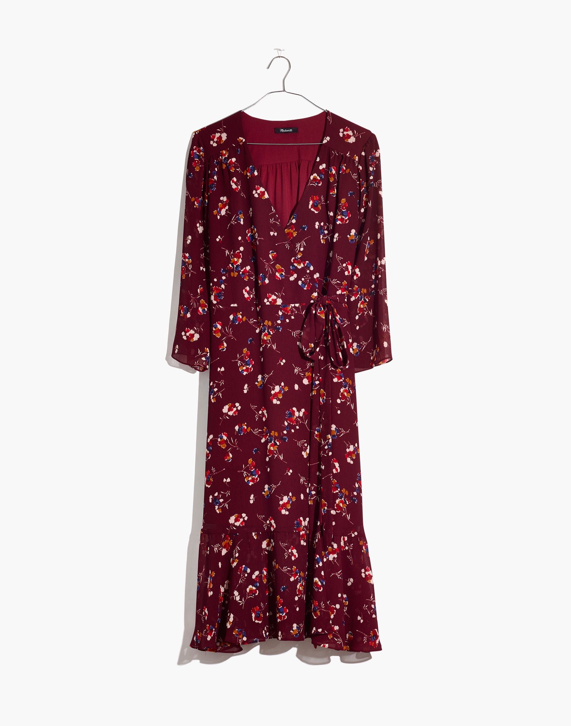 Ruffle-Hem Wrap Dress in Carnation Toss