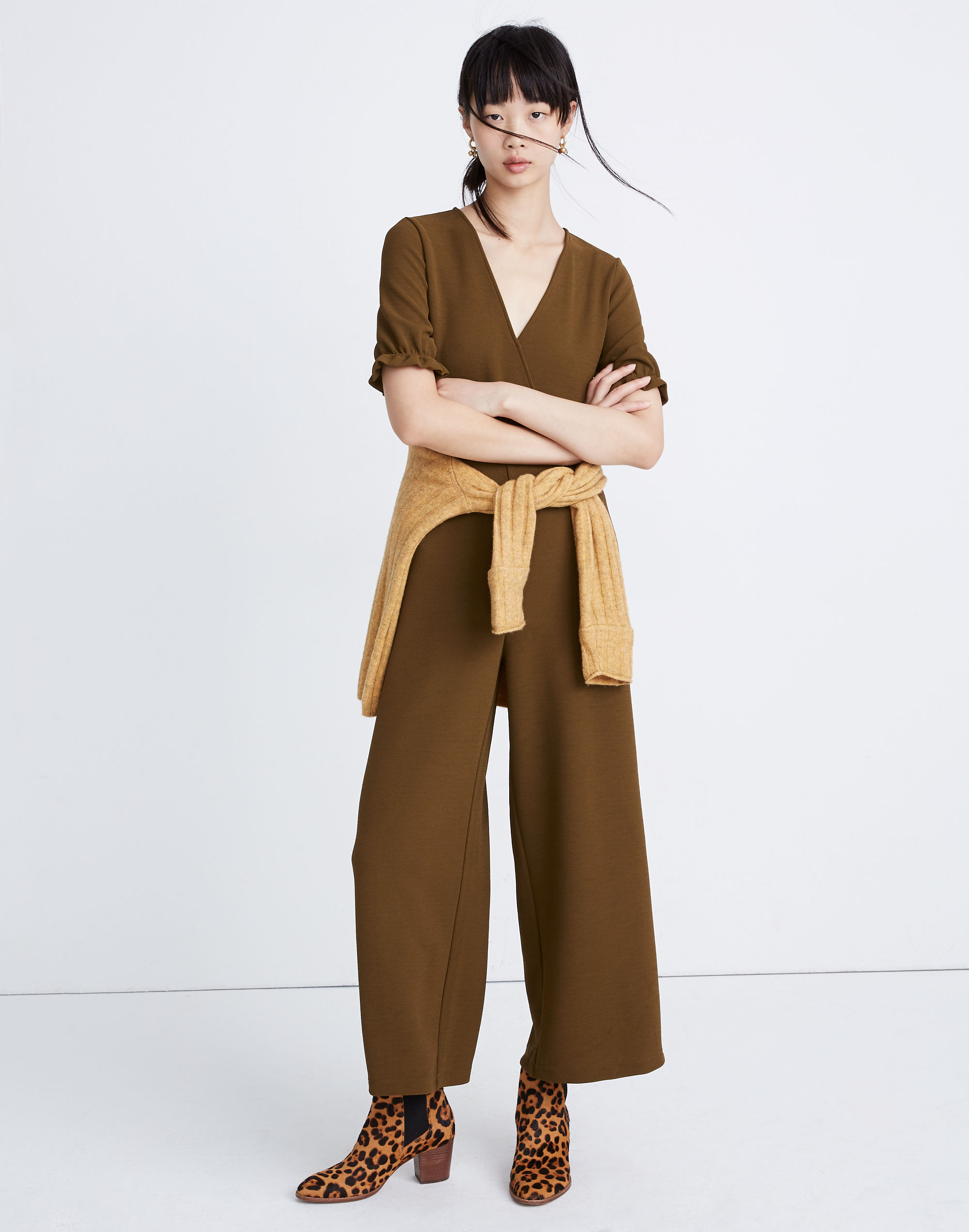 crepe crossover jumpsuit