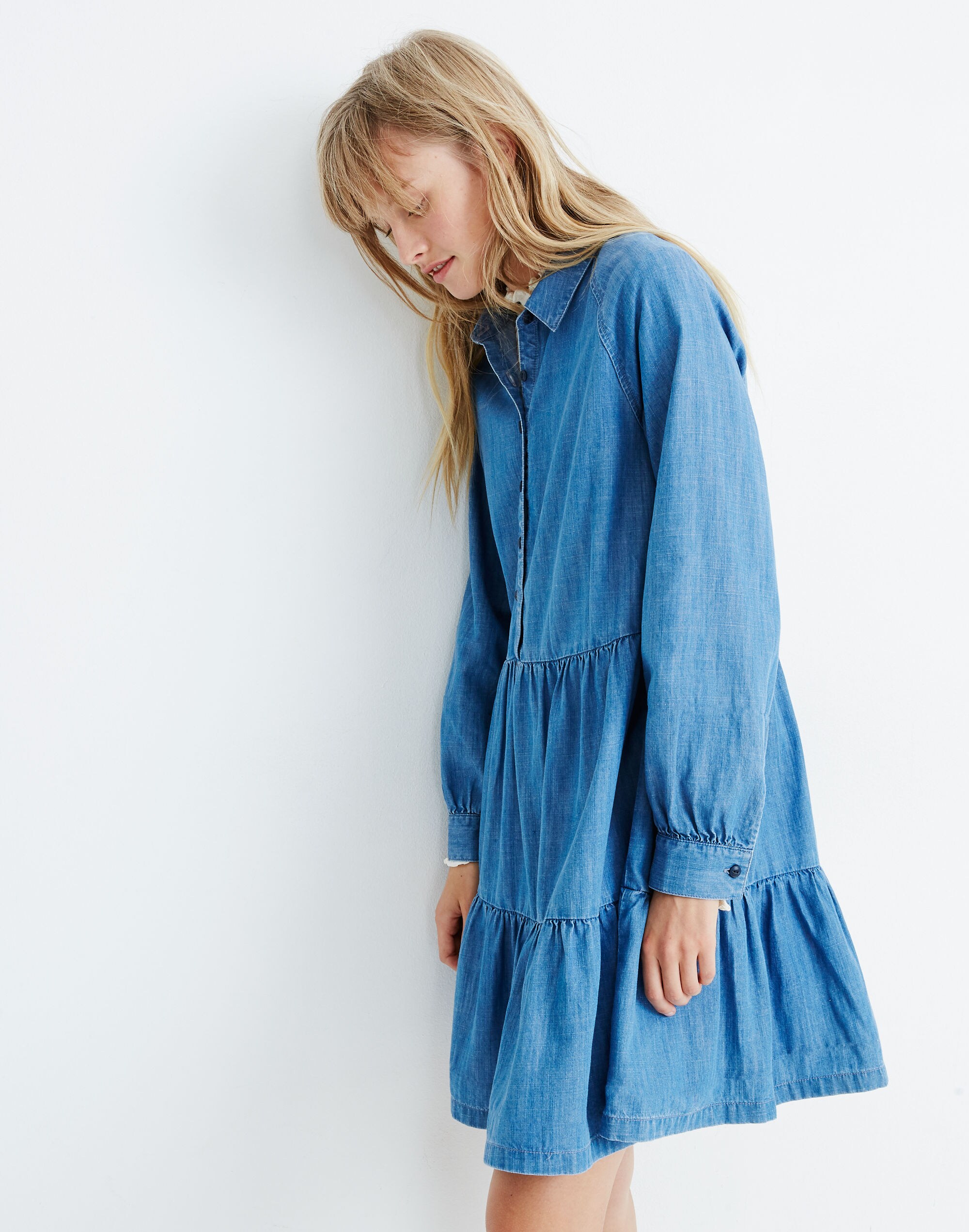 Denim Tiered Shirtdress