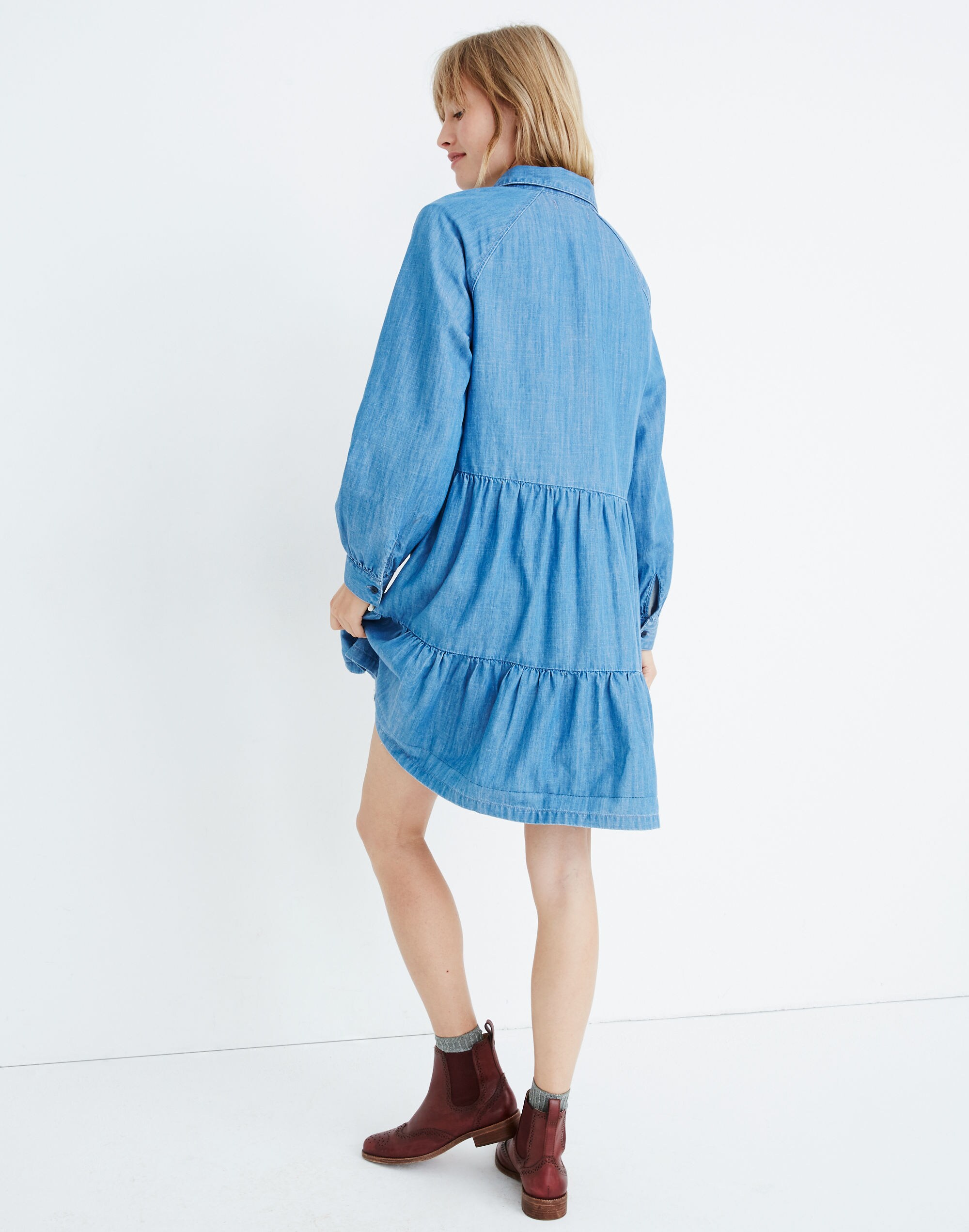 Denim Tiered Shirtdress