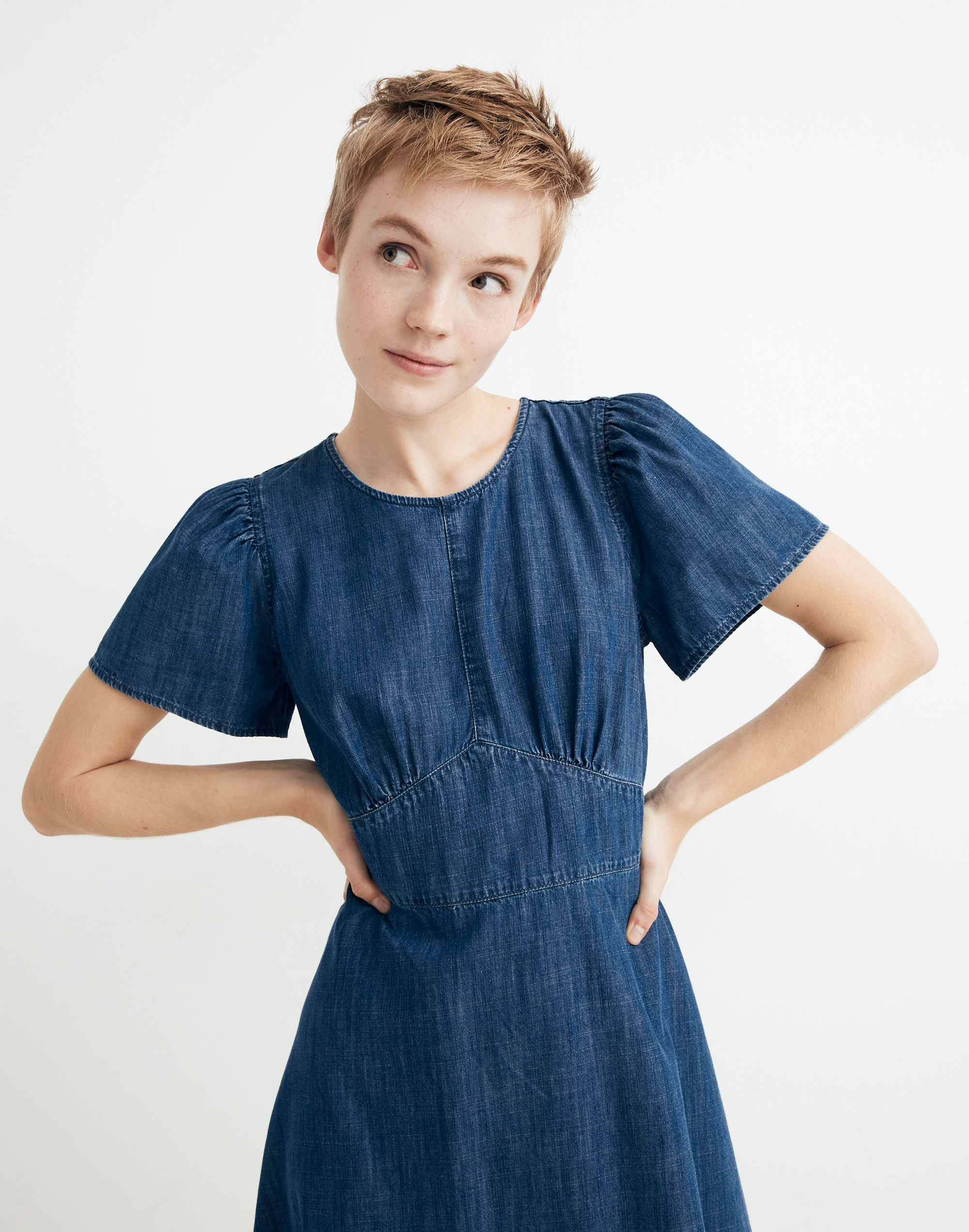 Denim Fit-and-Flare Dress