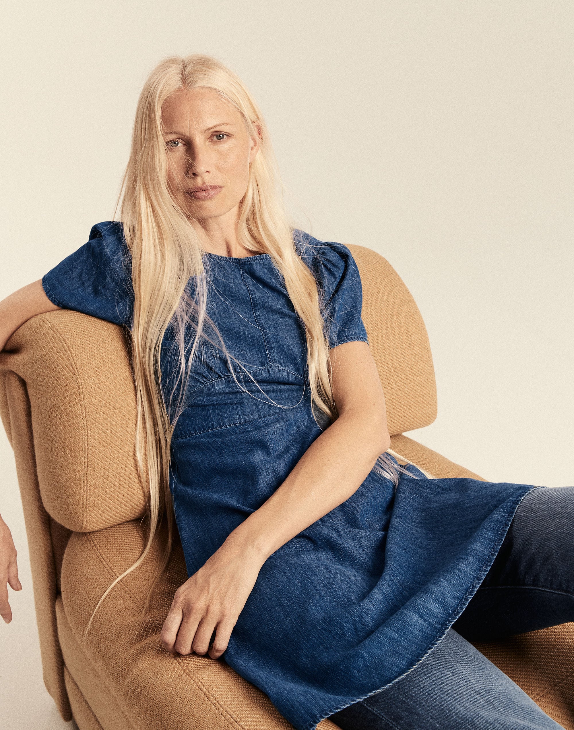 Denim Fit-and-Flare Dress