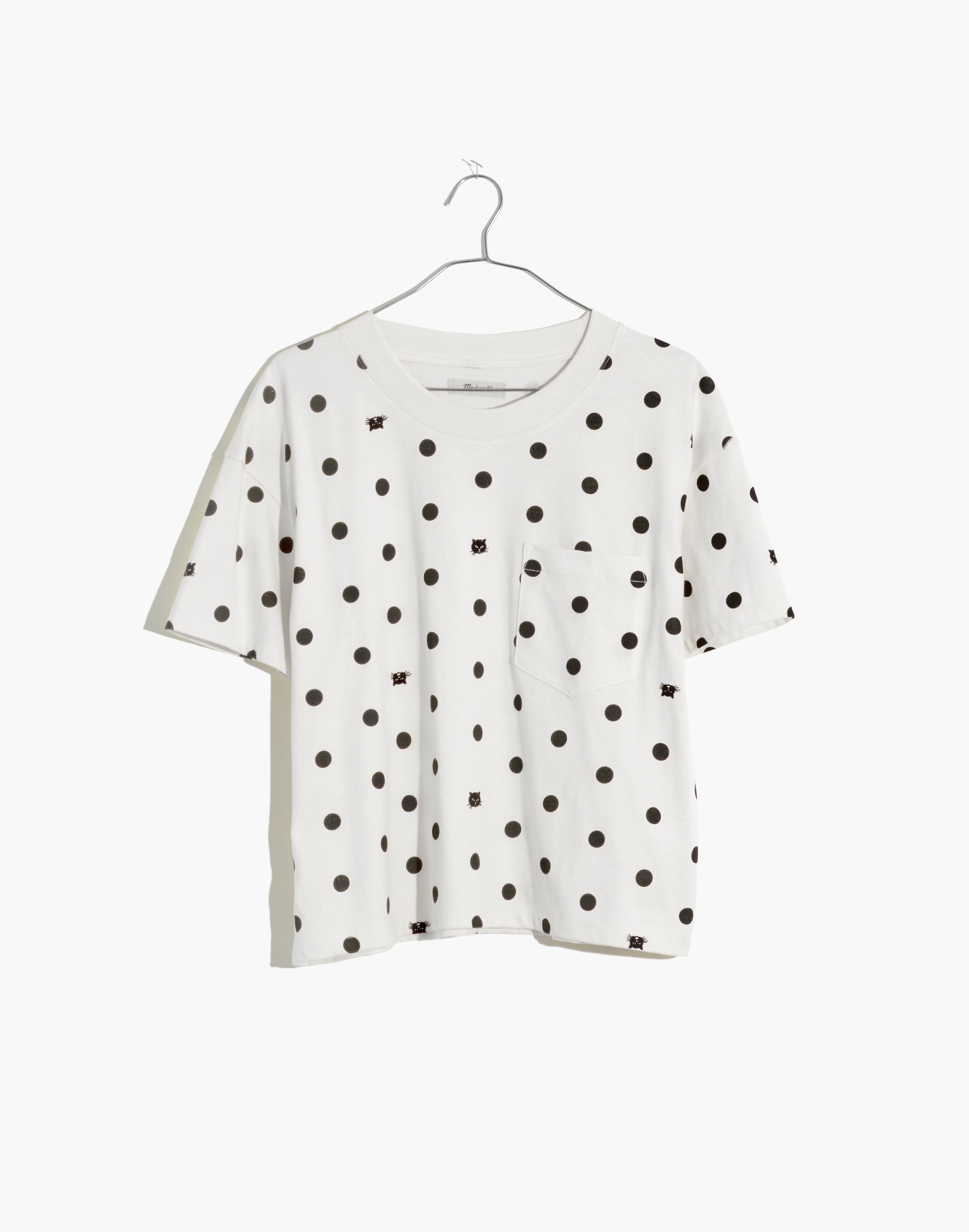 Easy Crop Pocket Tee in Cat Person