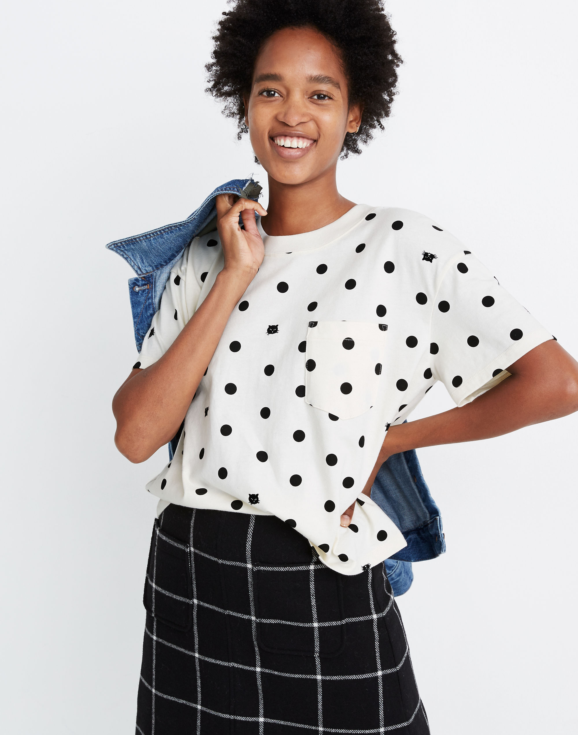 easy crop pocket tee in cat person
