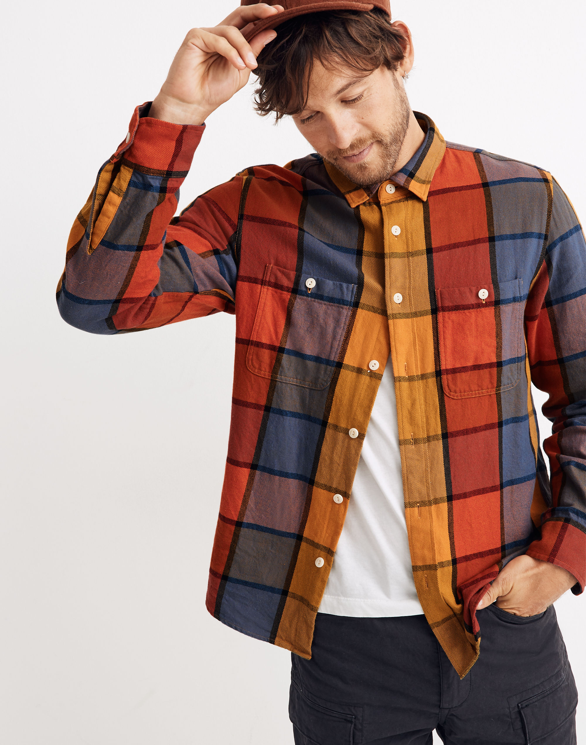 Heavyweight Twill Long-Sleeve Workshirt in Naunton Check