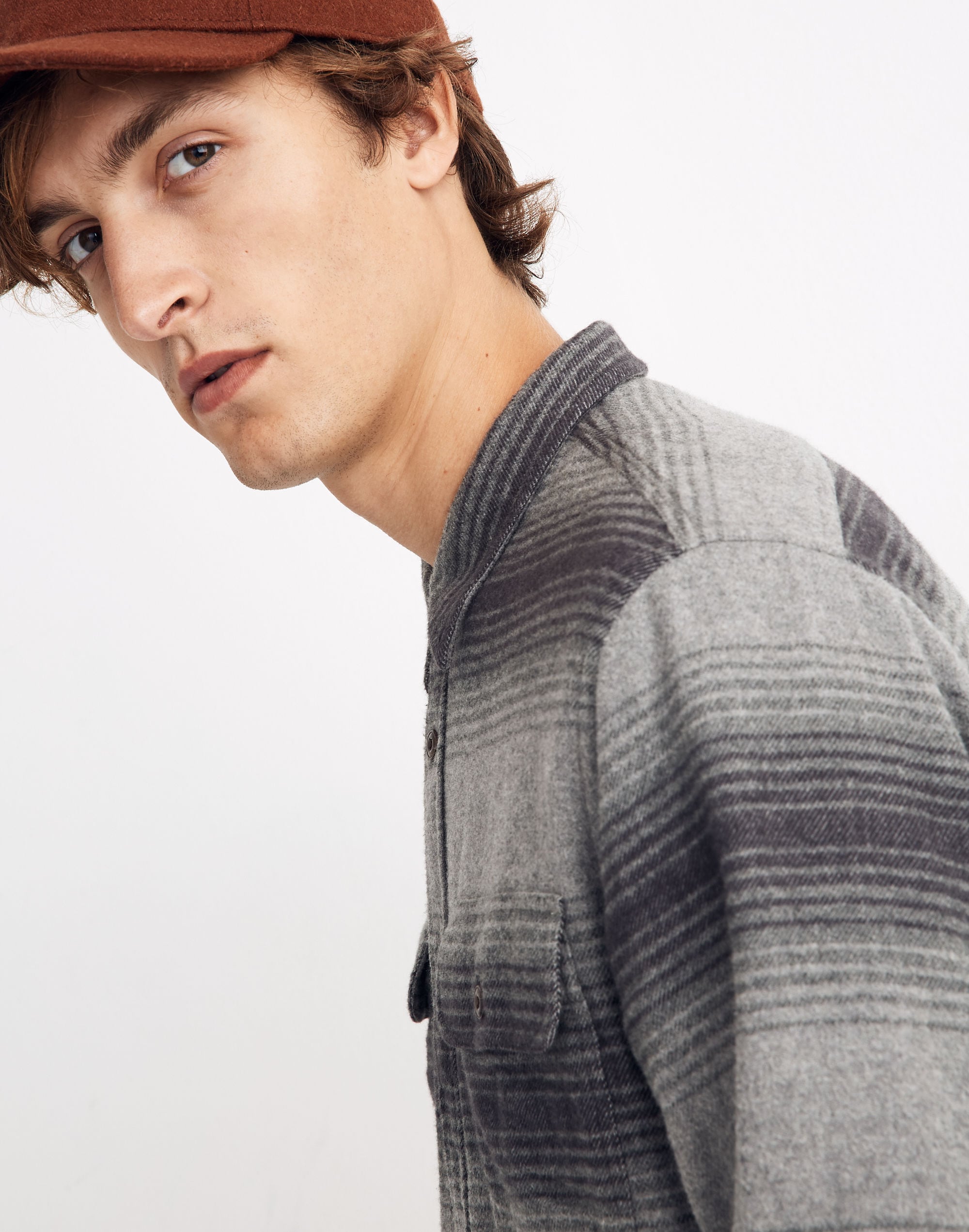 Double-Brushed Flannel Long-Sleeve Workshirt in Blanket Stripe