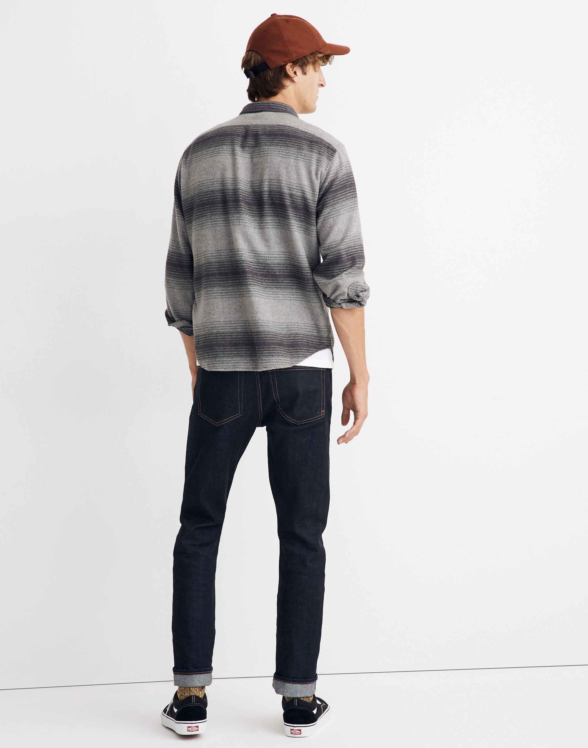 Double-Brushed Flannel Long-Sleeve Workshirt in Blanket Stripe