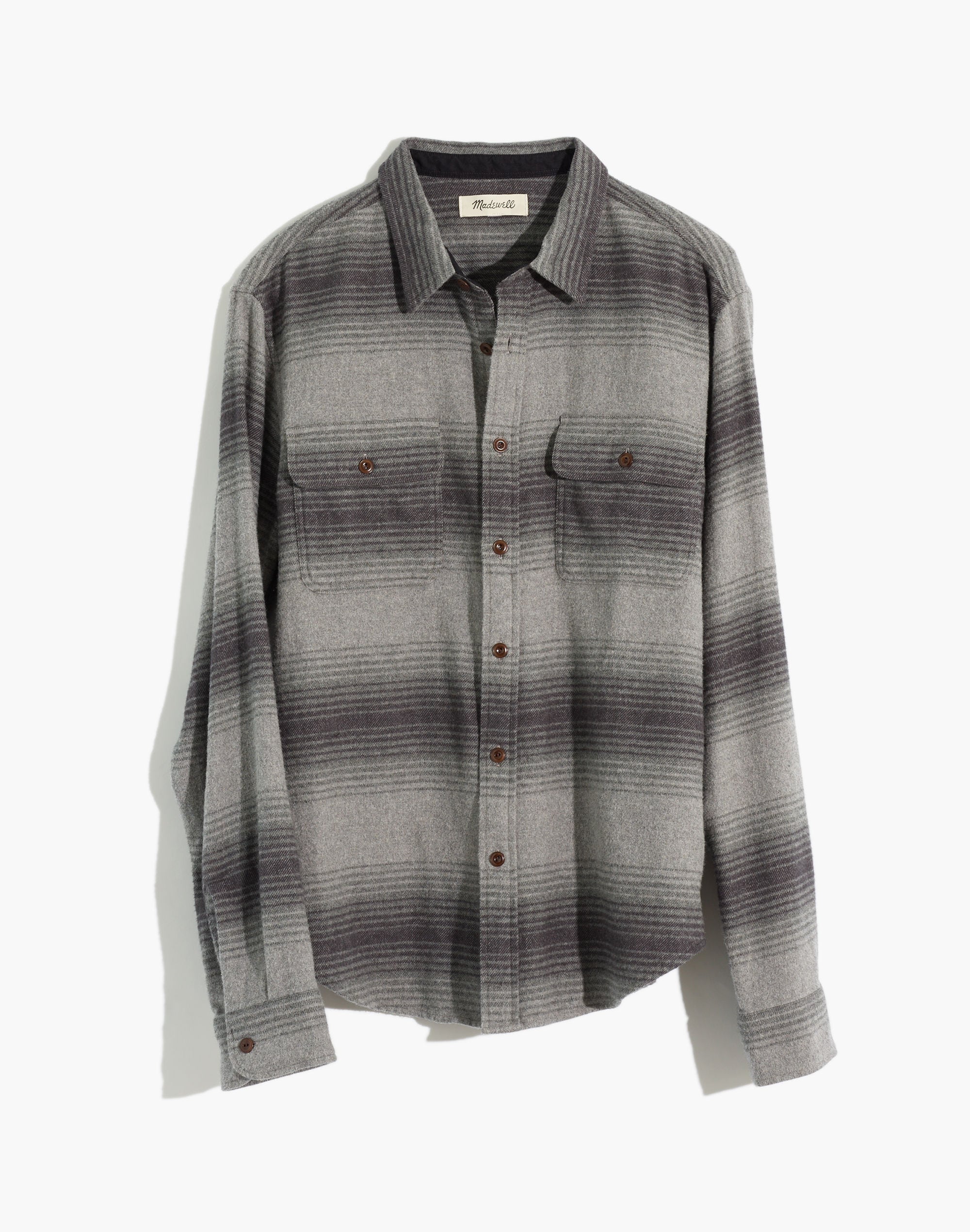Double-Brushed Flannel Long-Sleeve Workshirt in Blanket Stripe