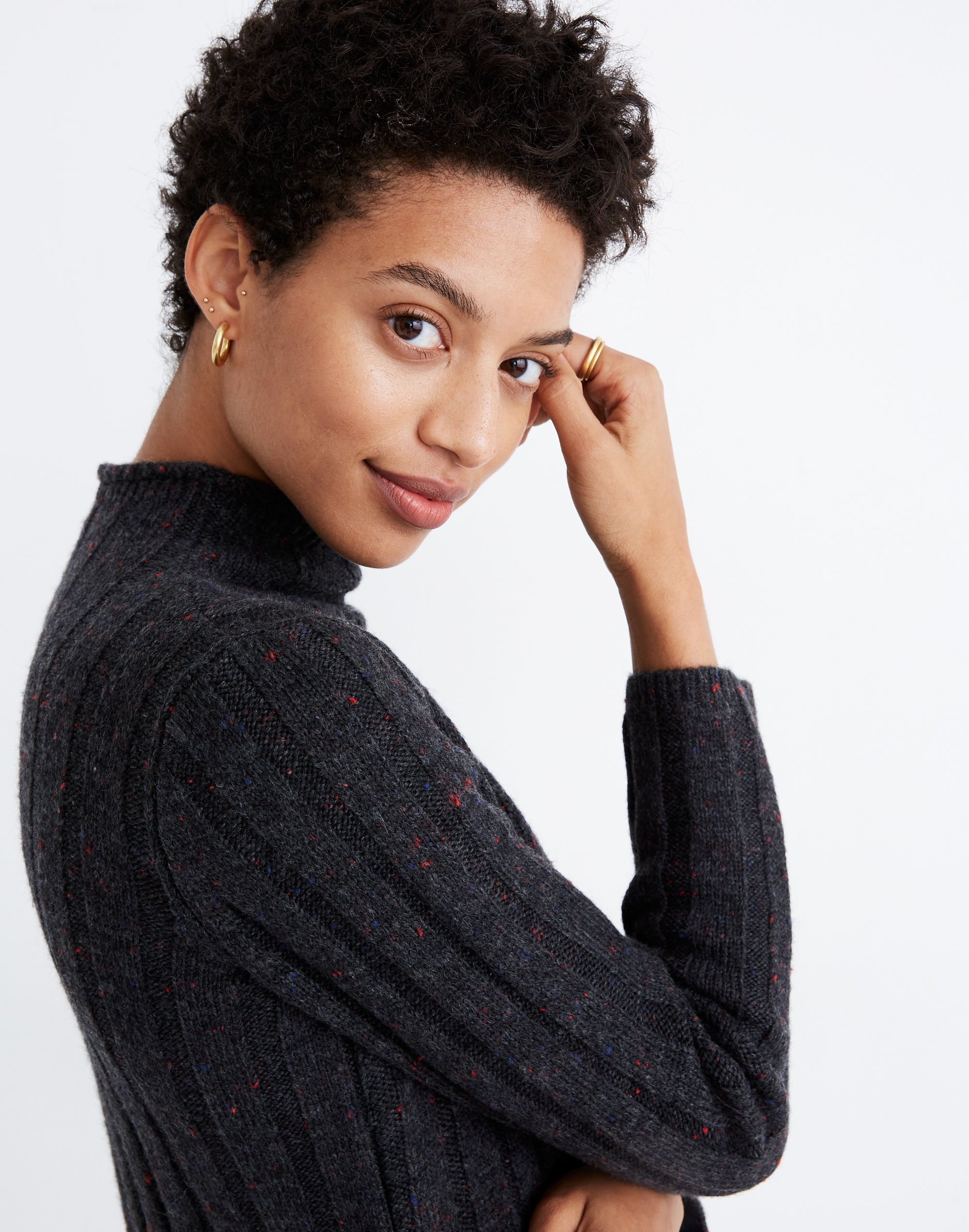 Donegal Rolled Mockneck Sweater Dress