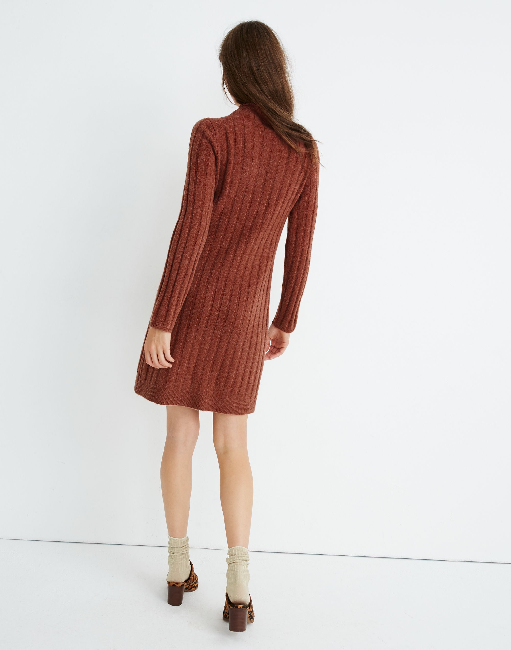 Ribbed Mockneck Sweater Dress in Coziest Yarn
