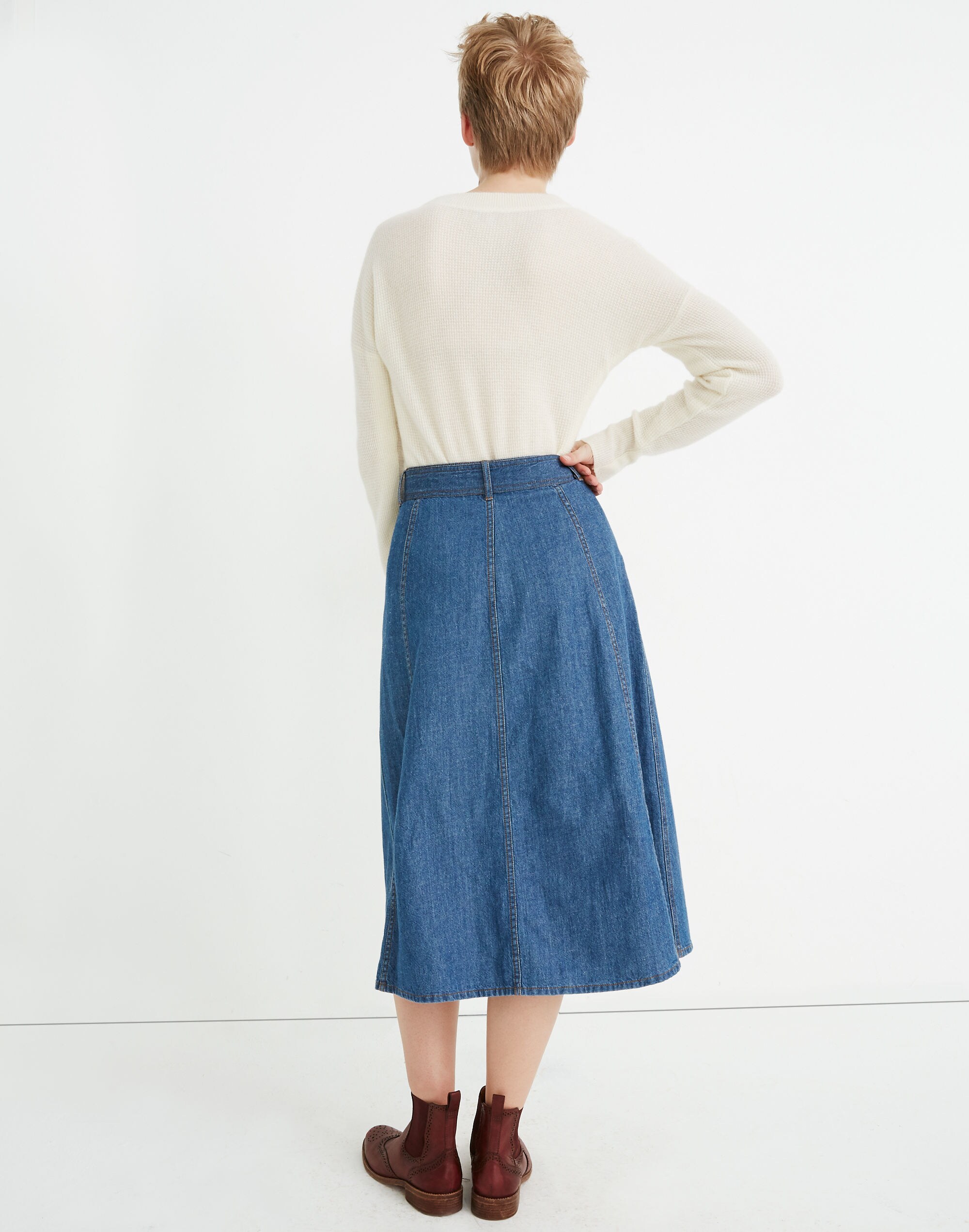 Rigid Denim Tie-Waist Midi Skirt in Homedale Wash