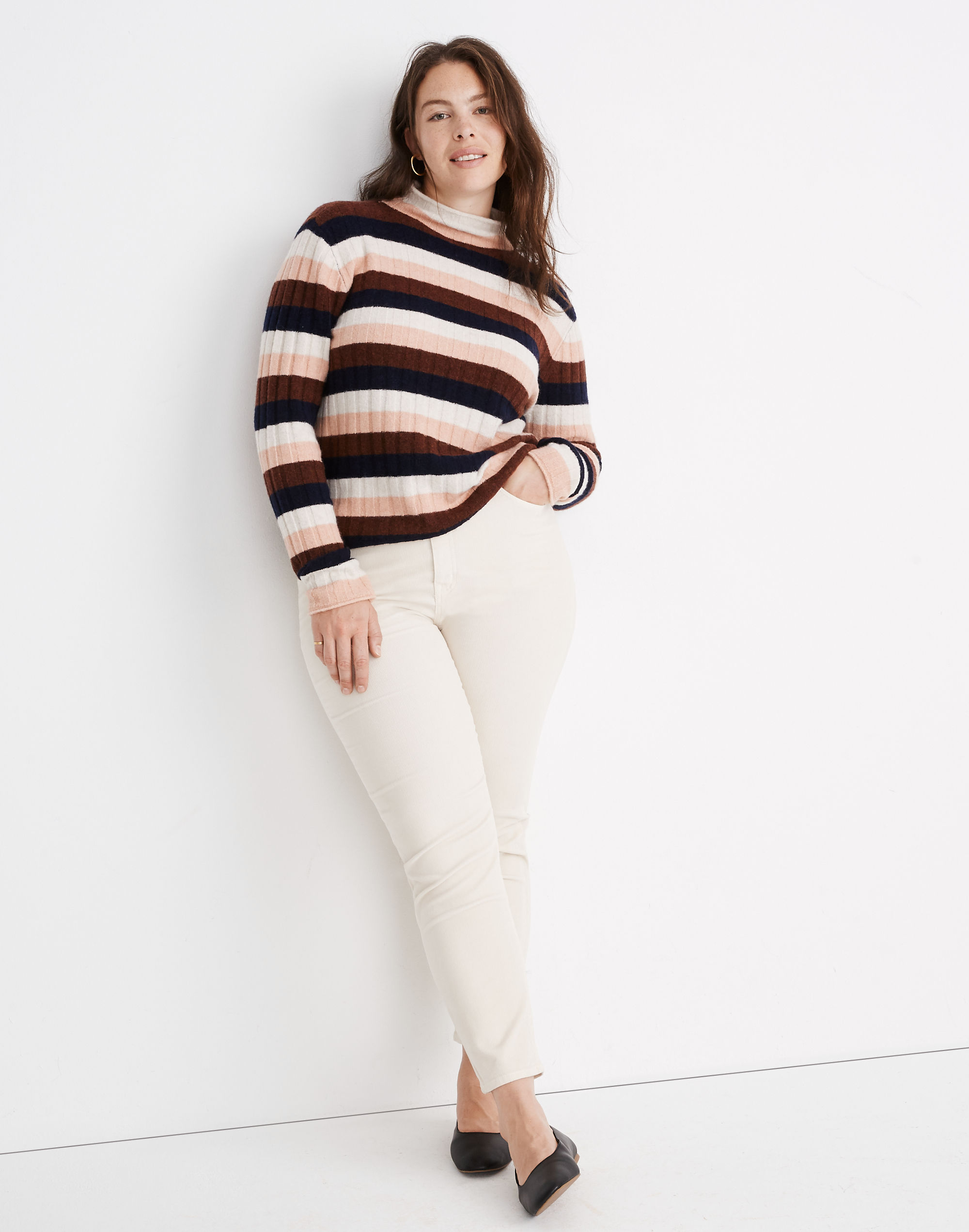striped evercrest turtleneck sweater in coziest yarn