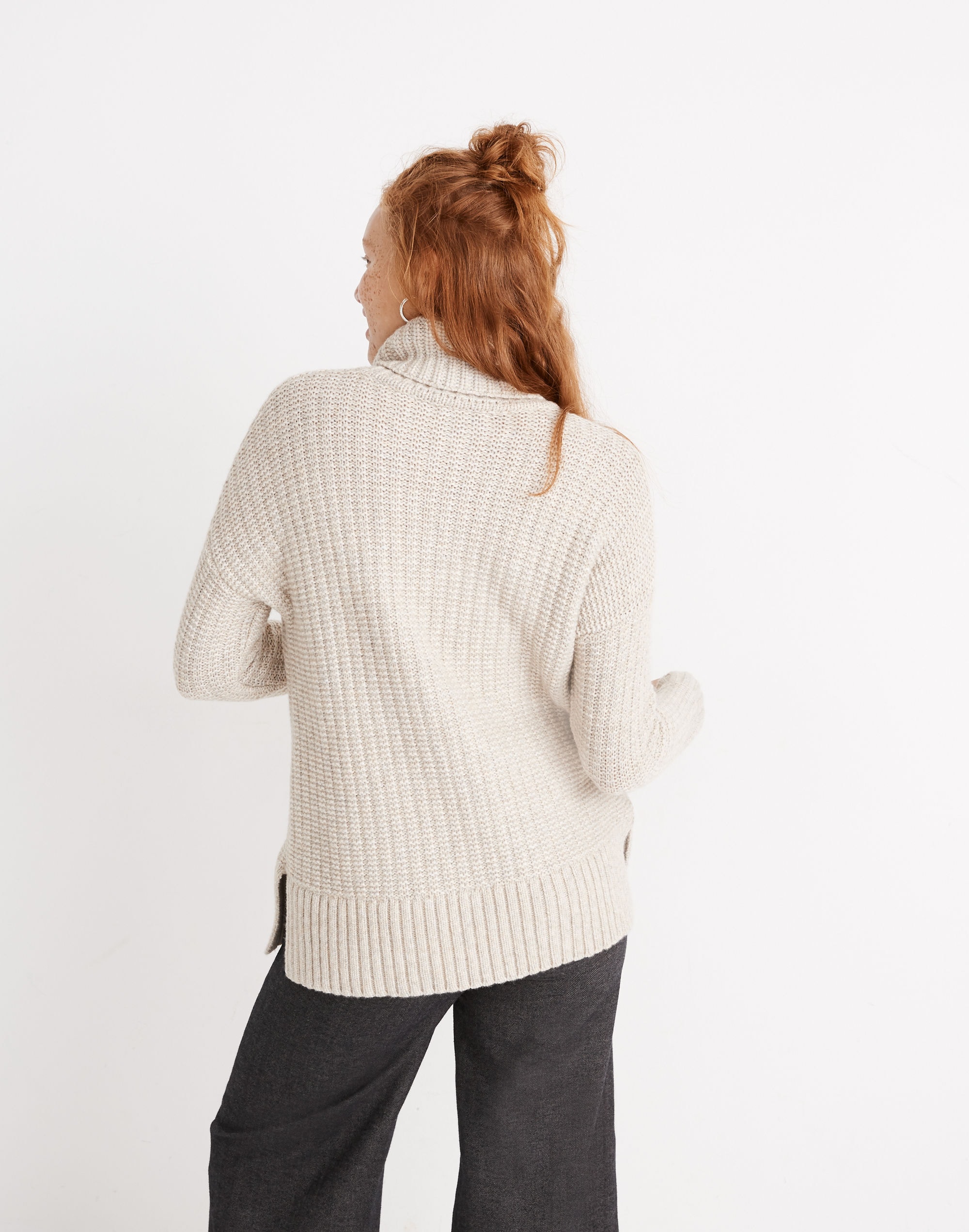 Ribbed Turtleneck Tunic Sweater