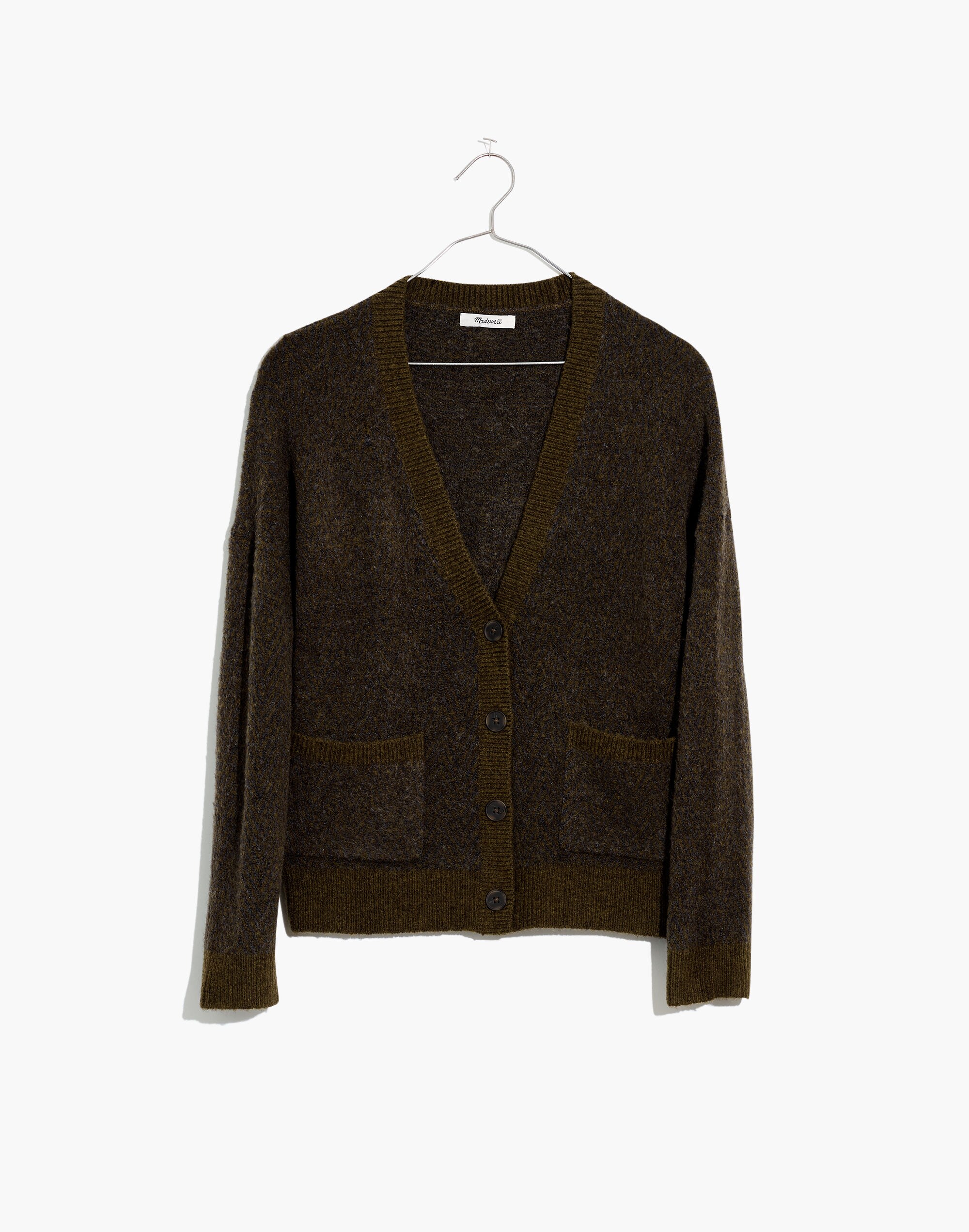 Short Kent Ex-Boyfriend Cardigan Sweater in Tonal Herringbone