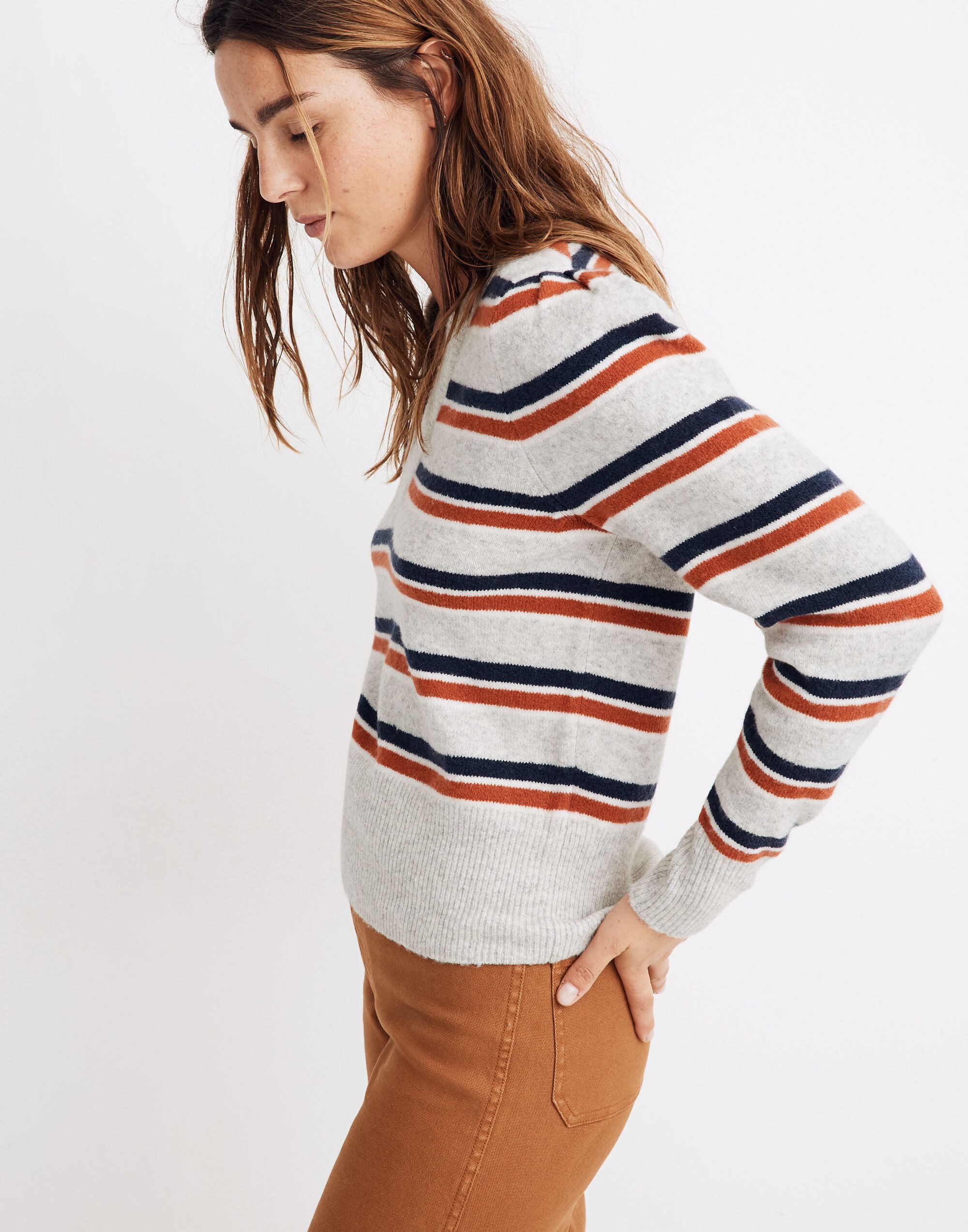 Striped Westgate V-Neck Sweater in Coziest Yarn