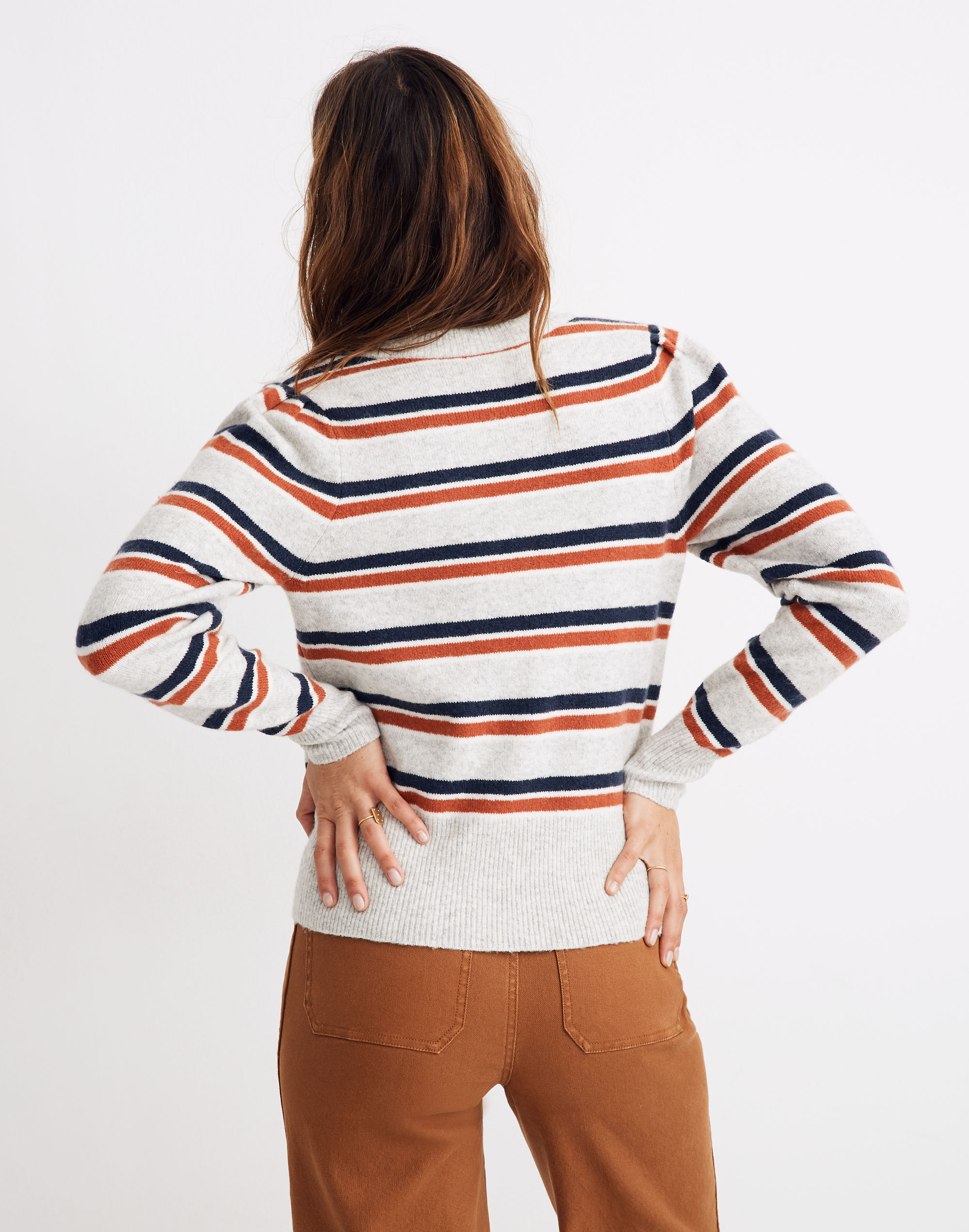 Striped Westgate V-Neck Sweater in Coziest Yarn