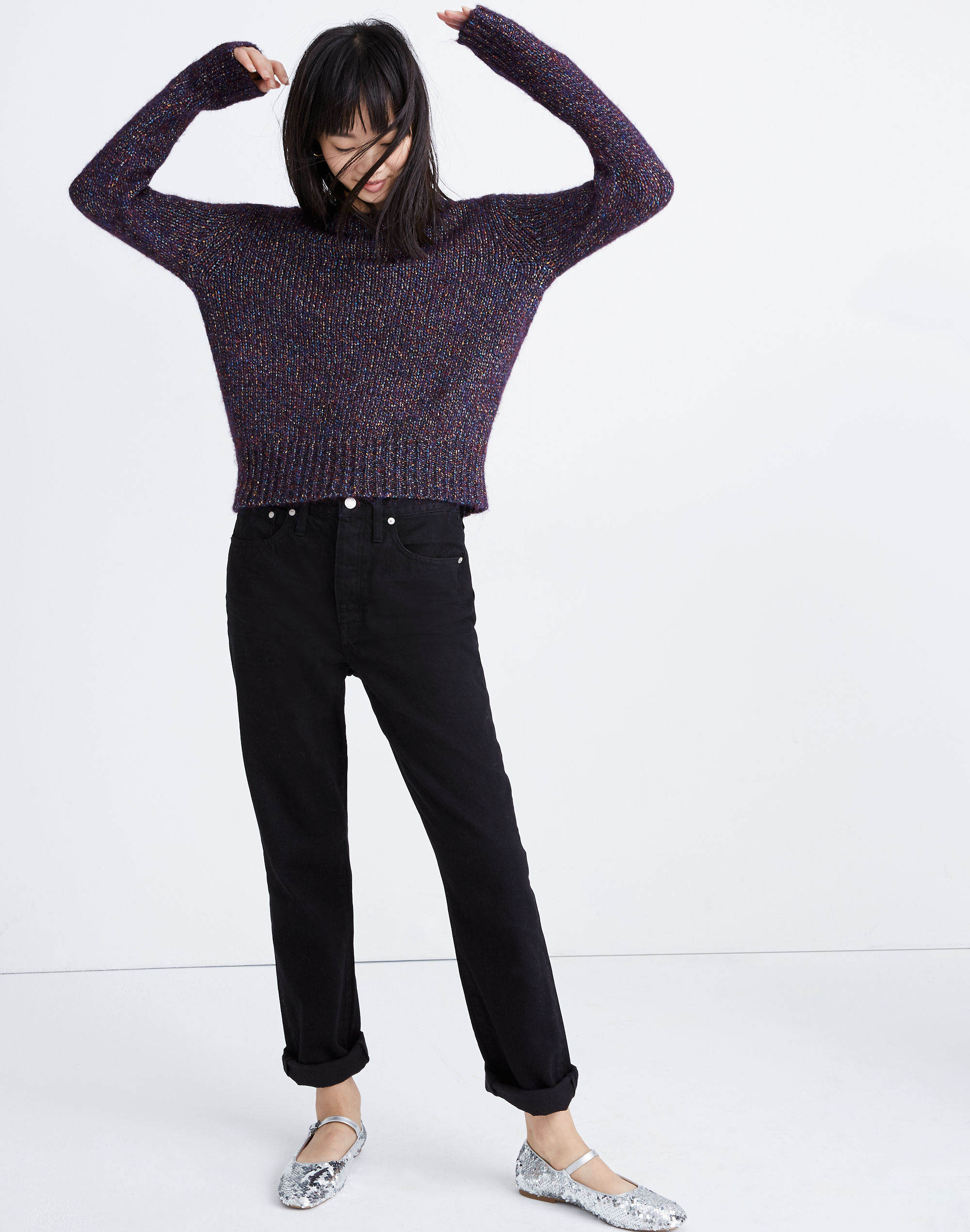 shimmer pullover sweater