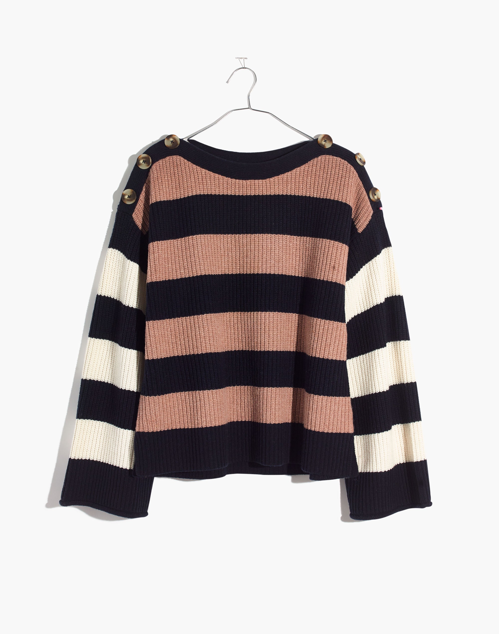 Calloway Boatneck Pullover Sweater in Stripe Mix