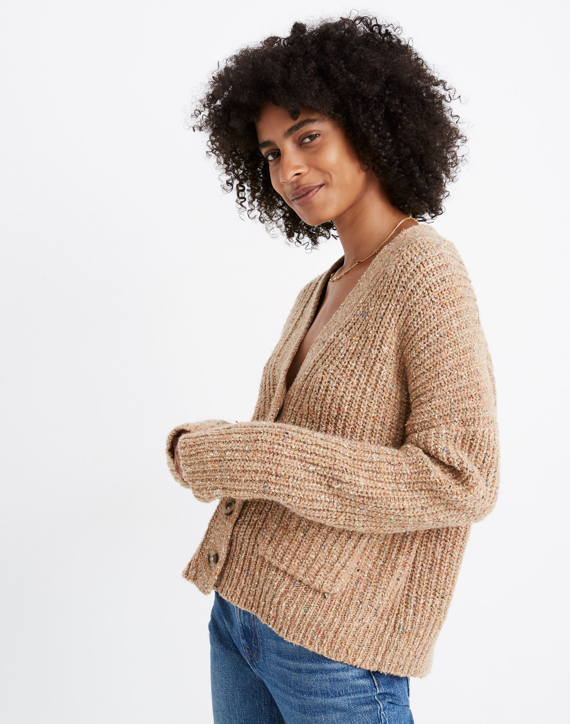 Speckled Rib Cardigan Sweater