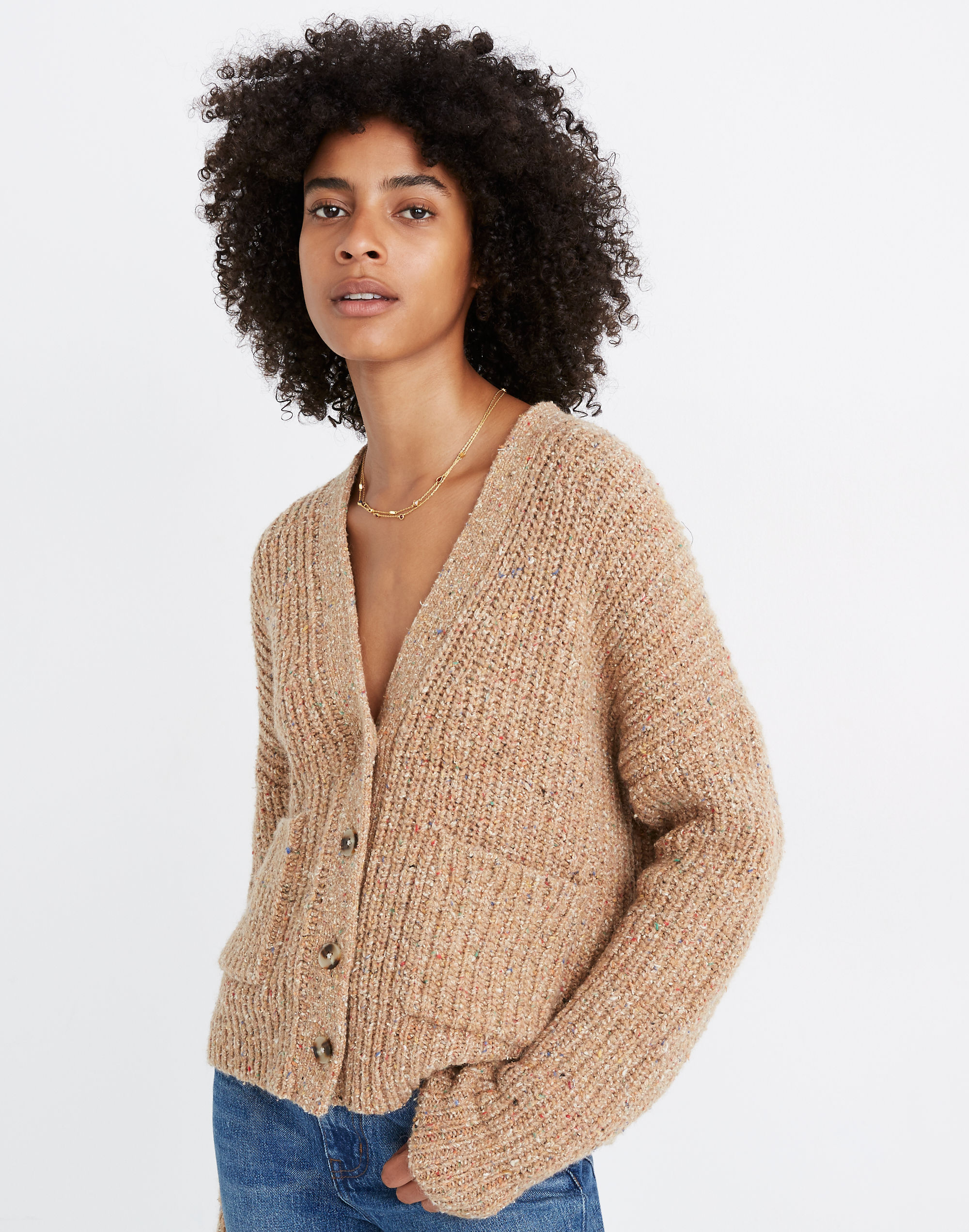 Speckled Rib Cardigan Sweater