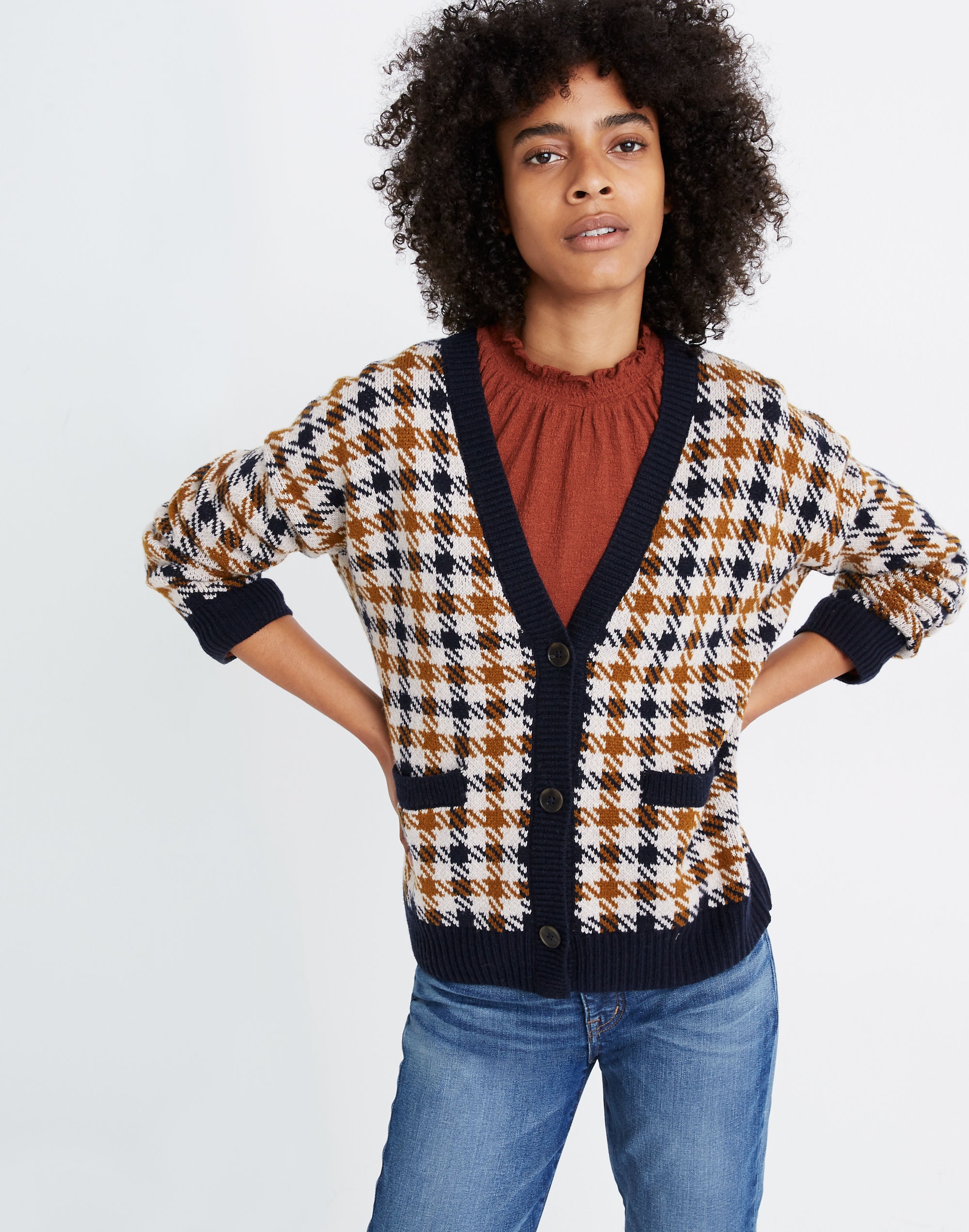 Plaid Belgrade Shrunken Cardigan Sweater