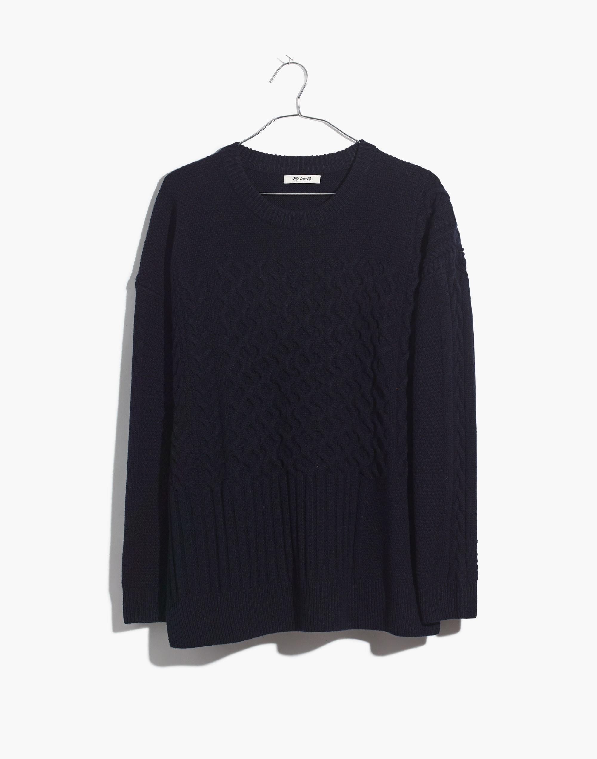 Patchwork Cableknit Tunic Sweater