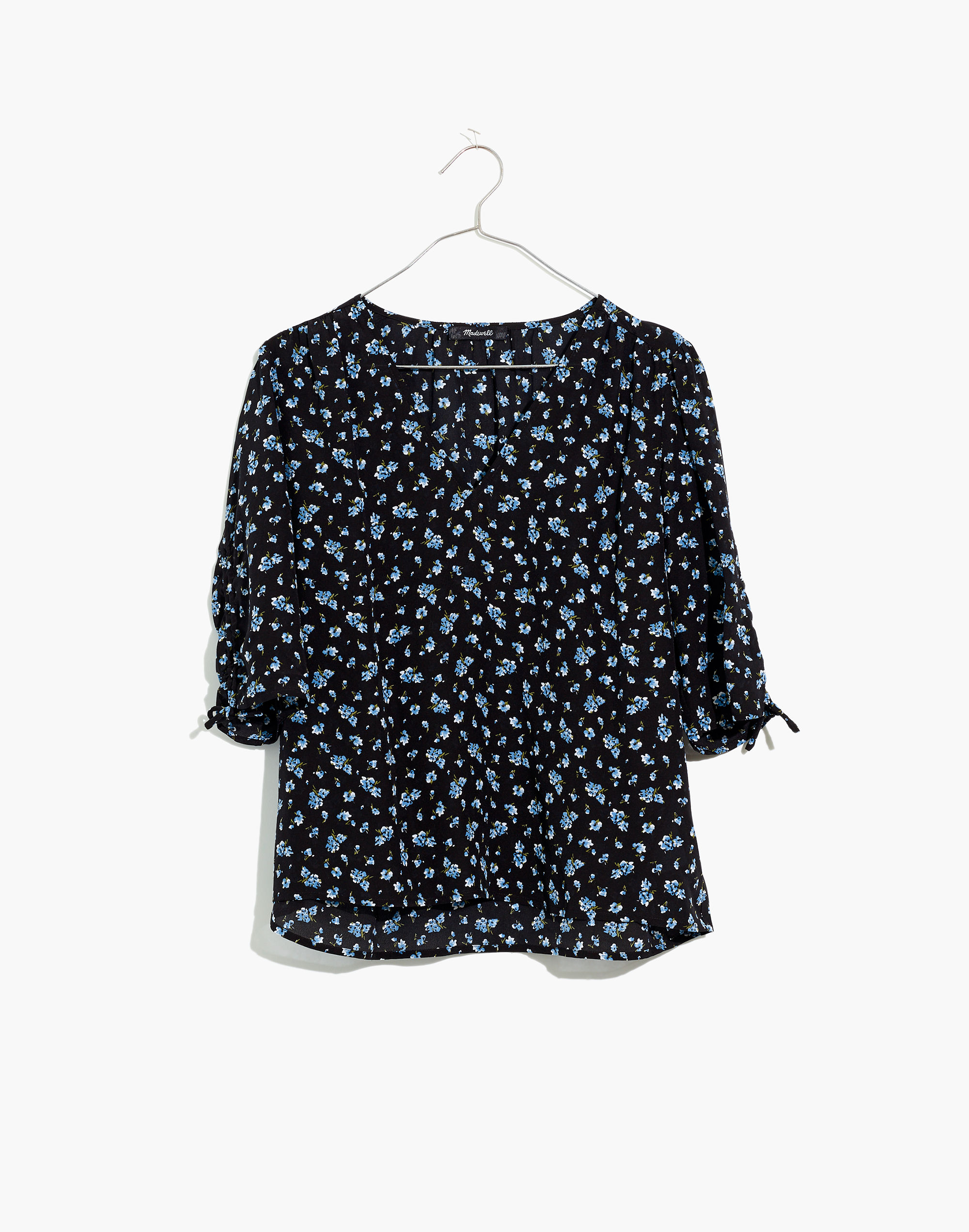 Silk Cinch-Sleeve Top in Baby's Breath