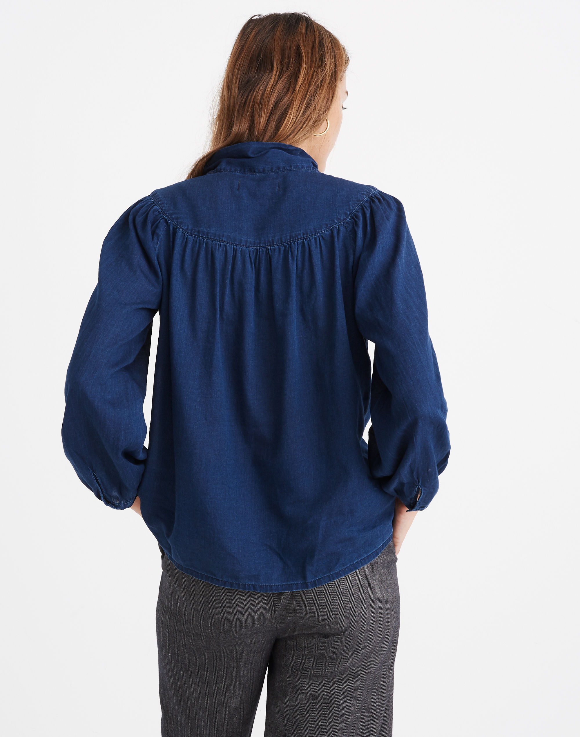 Indigo Tie-Neck Shirt