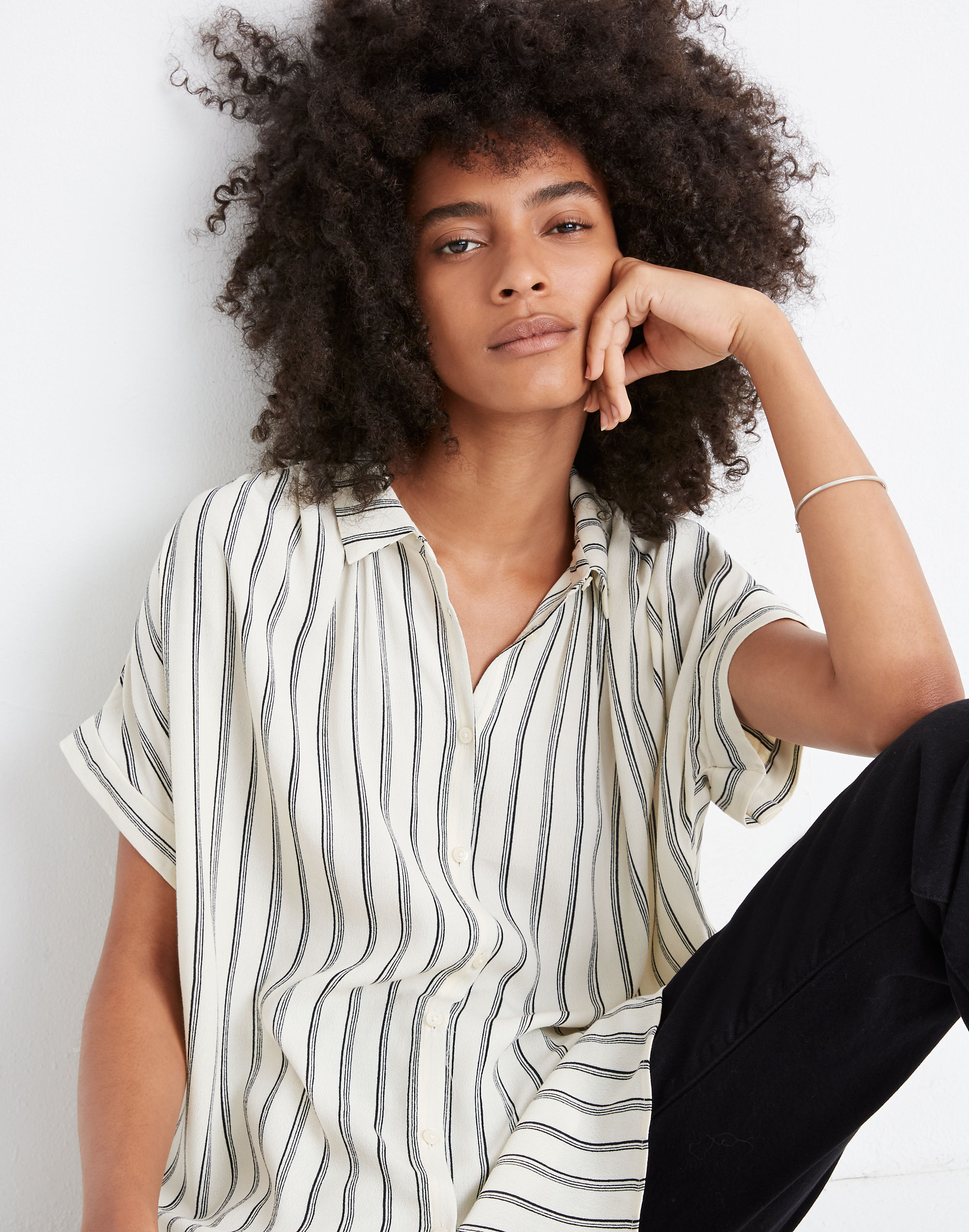 central drapey shirt in stripe