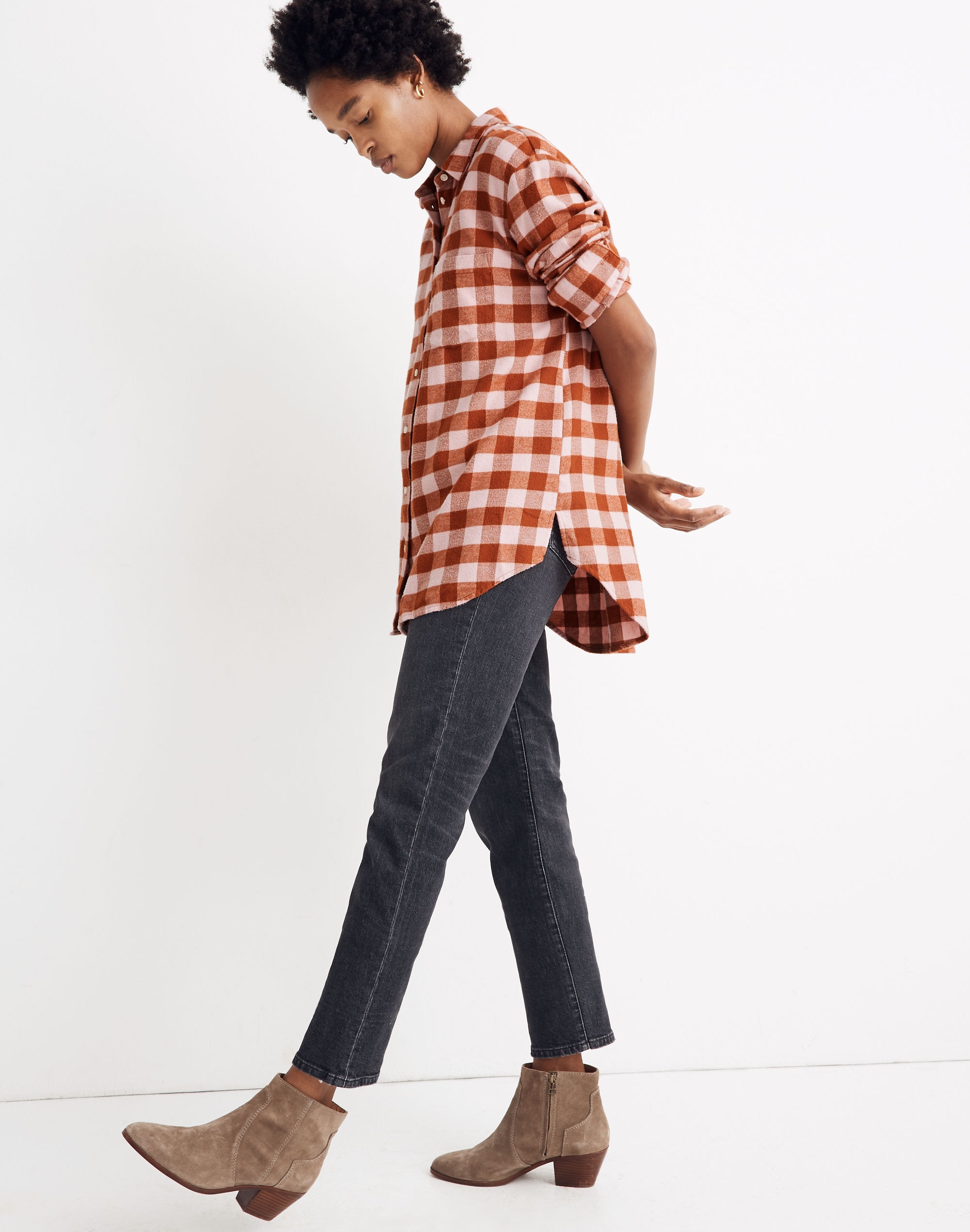 Flannel Oversized Ex-Boyfriend Shirt in Buffalo Check