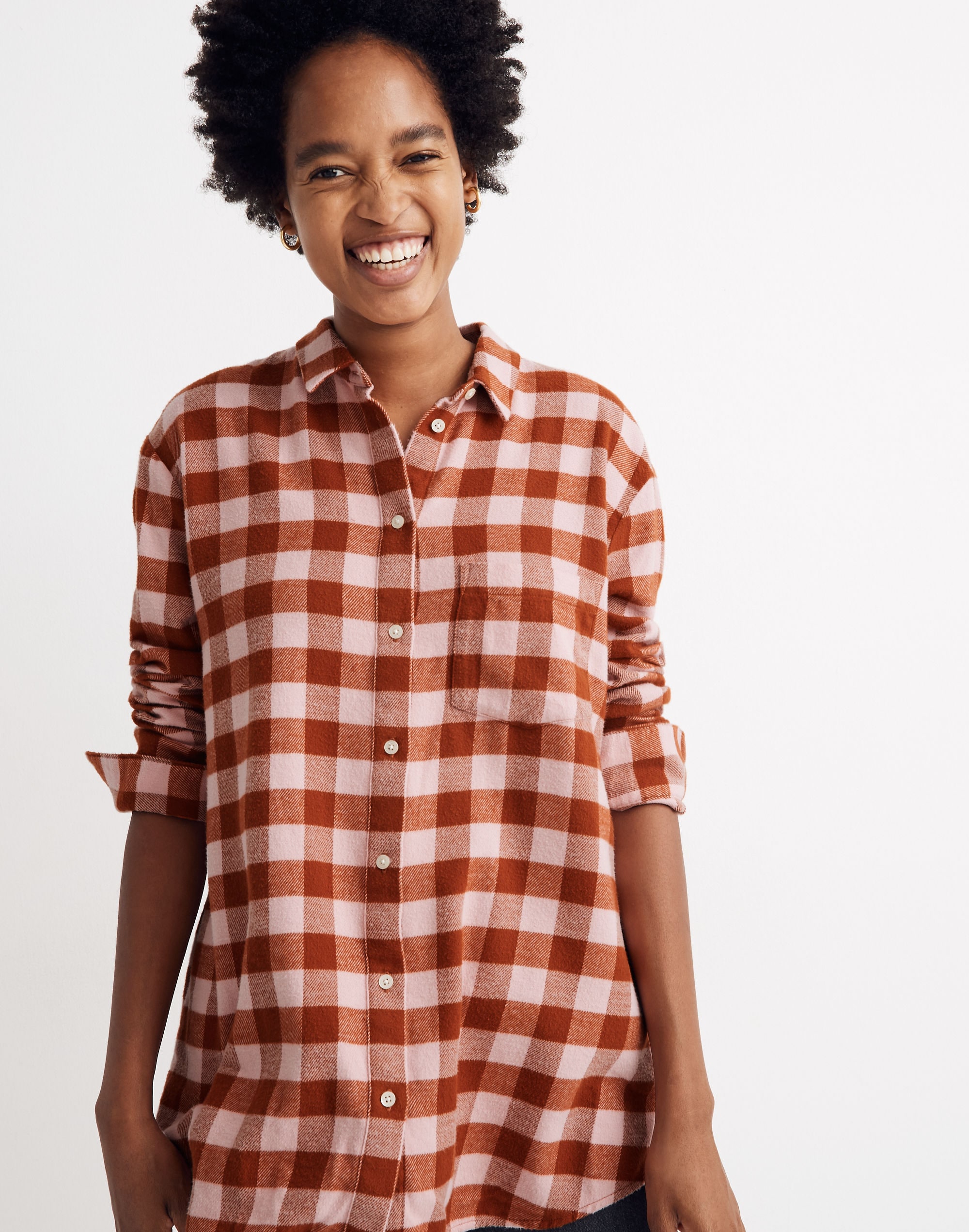 Flannel Oversized Ex-Boyfriend Shirt in Buffalo Check