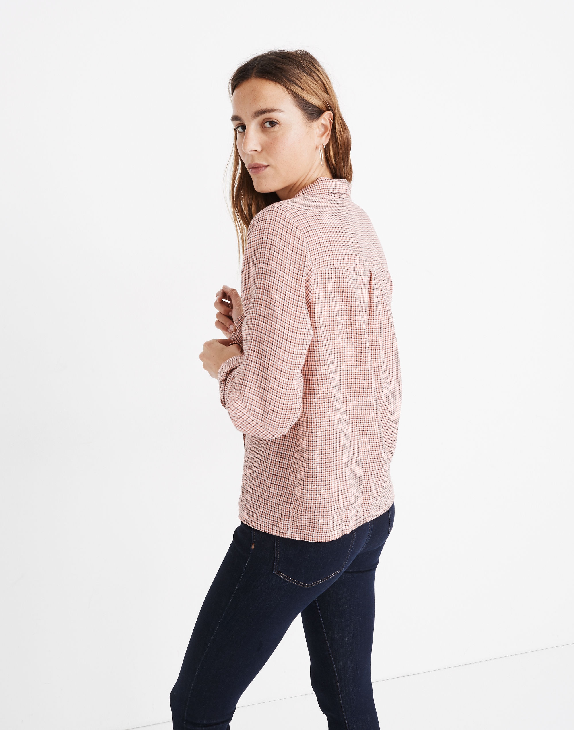 Plaid Button-Front Pajama Shirt