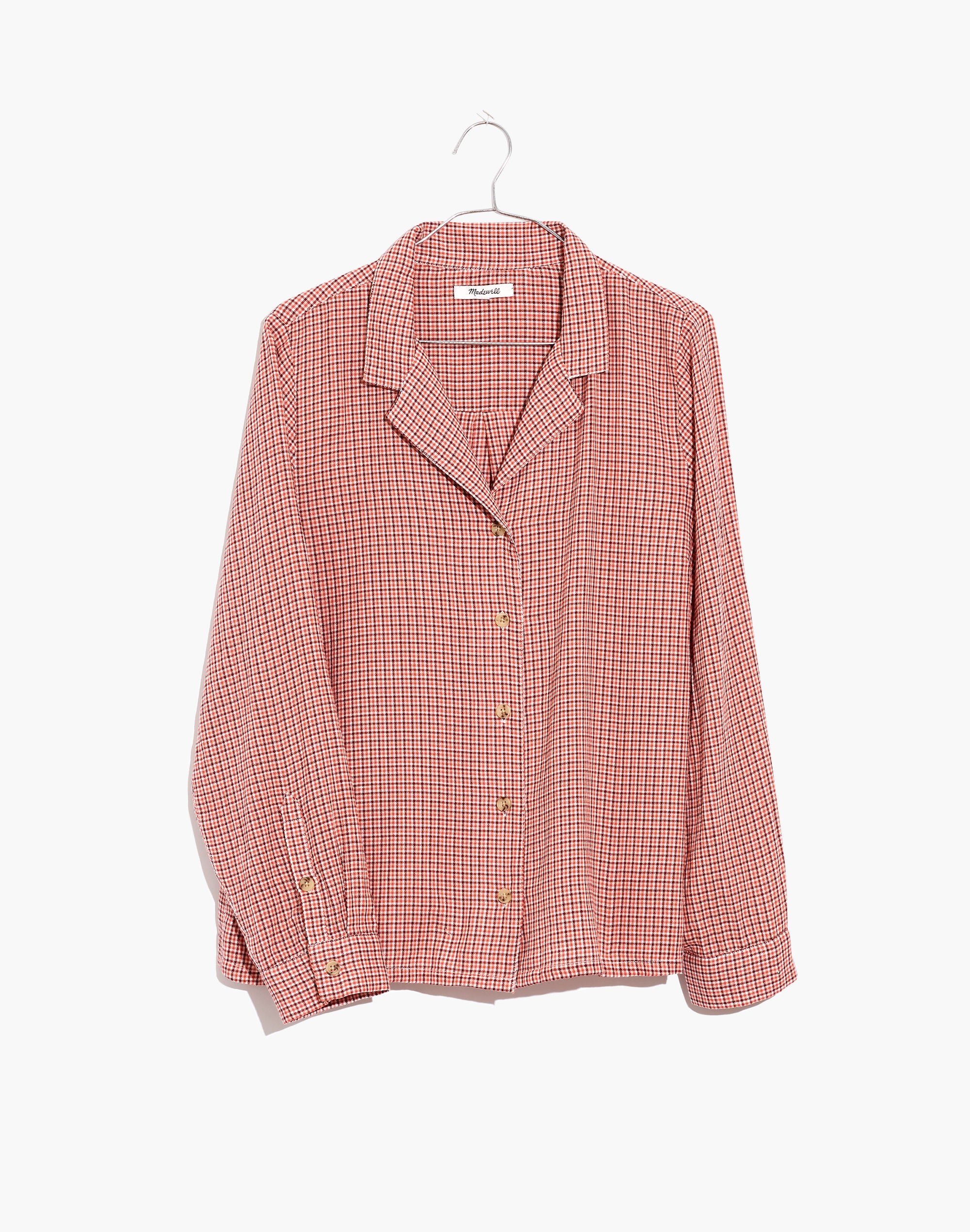 Plaid Button-Front Pajama Shirt