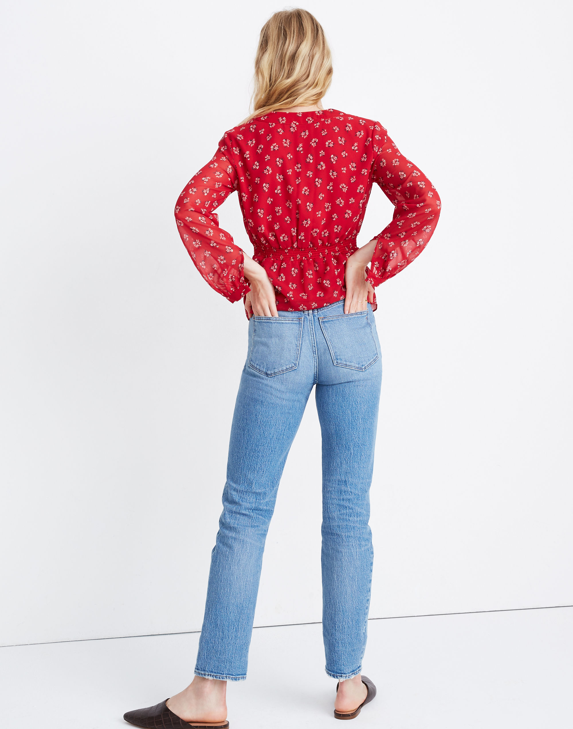 V-Neck Peplum Top in Little Lilies