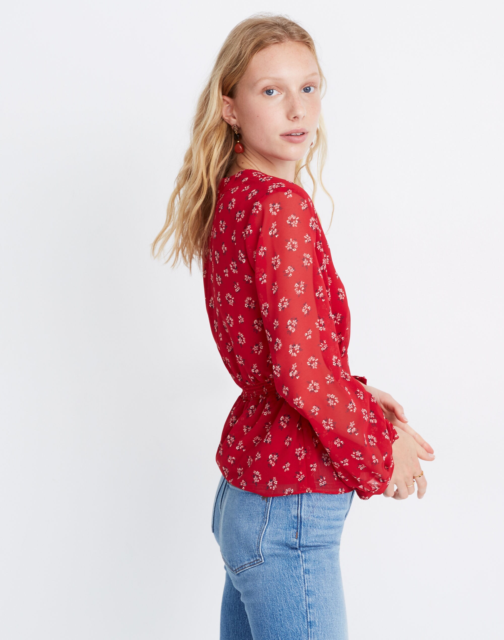 V-Neck Peplum Top in Little Lilies